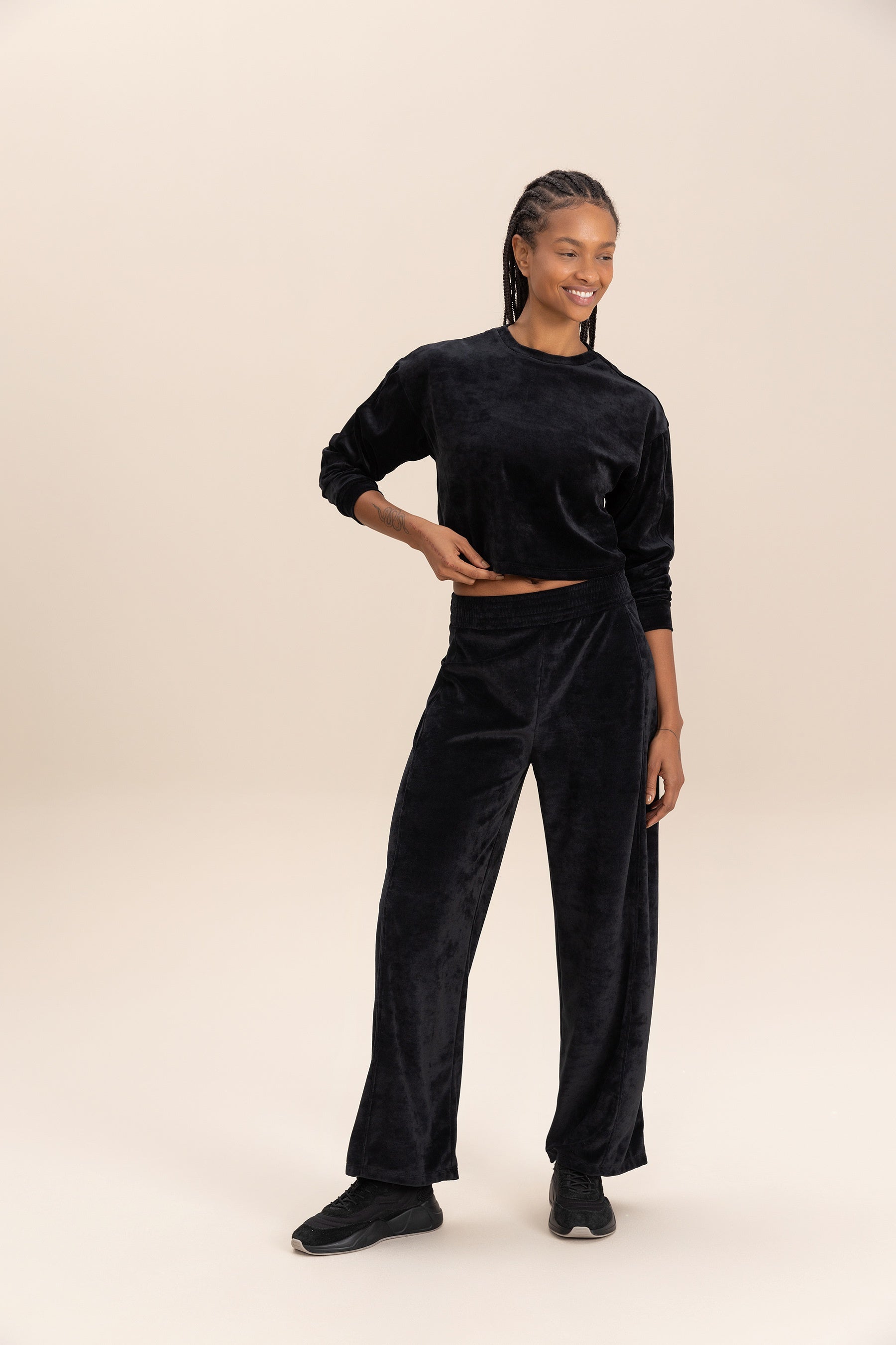 Soft Plush Straight Leg Pants for Women - Cozy Winter Lounge Pants, High Waist Fleece Trousers for Home, Office & Travel