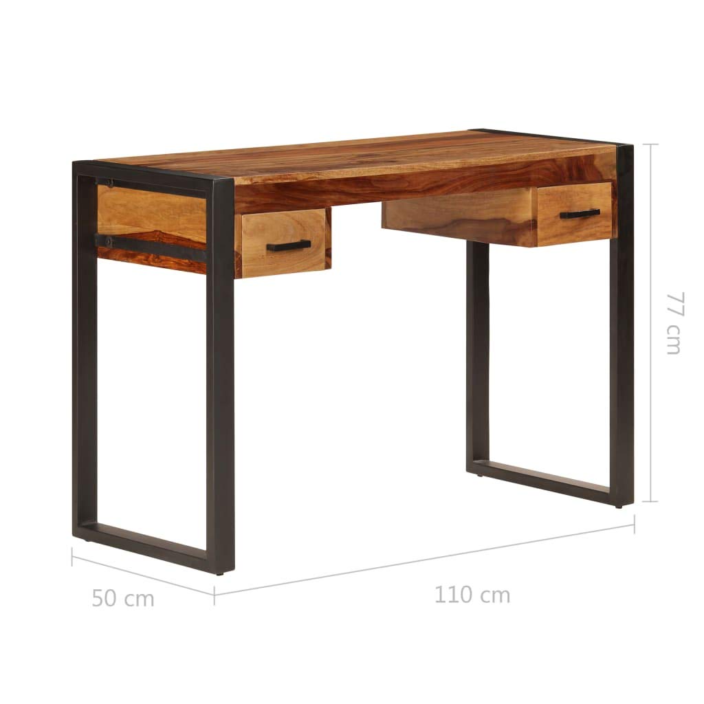 Solid Wood Computer Desk with 2 Drawers - 43.3