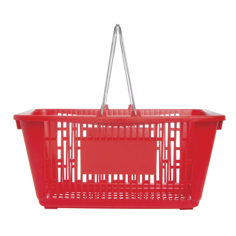 6-Pack Red Plastic Hand Baskets for Grocery Shopping, Picnics & Home Organization - Durable & Lightweight (Model 84331)