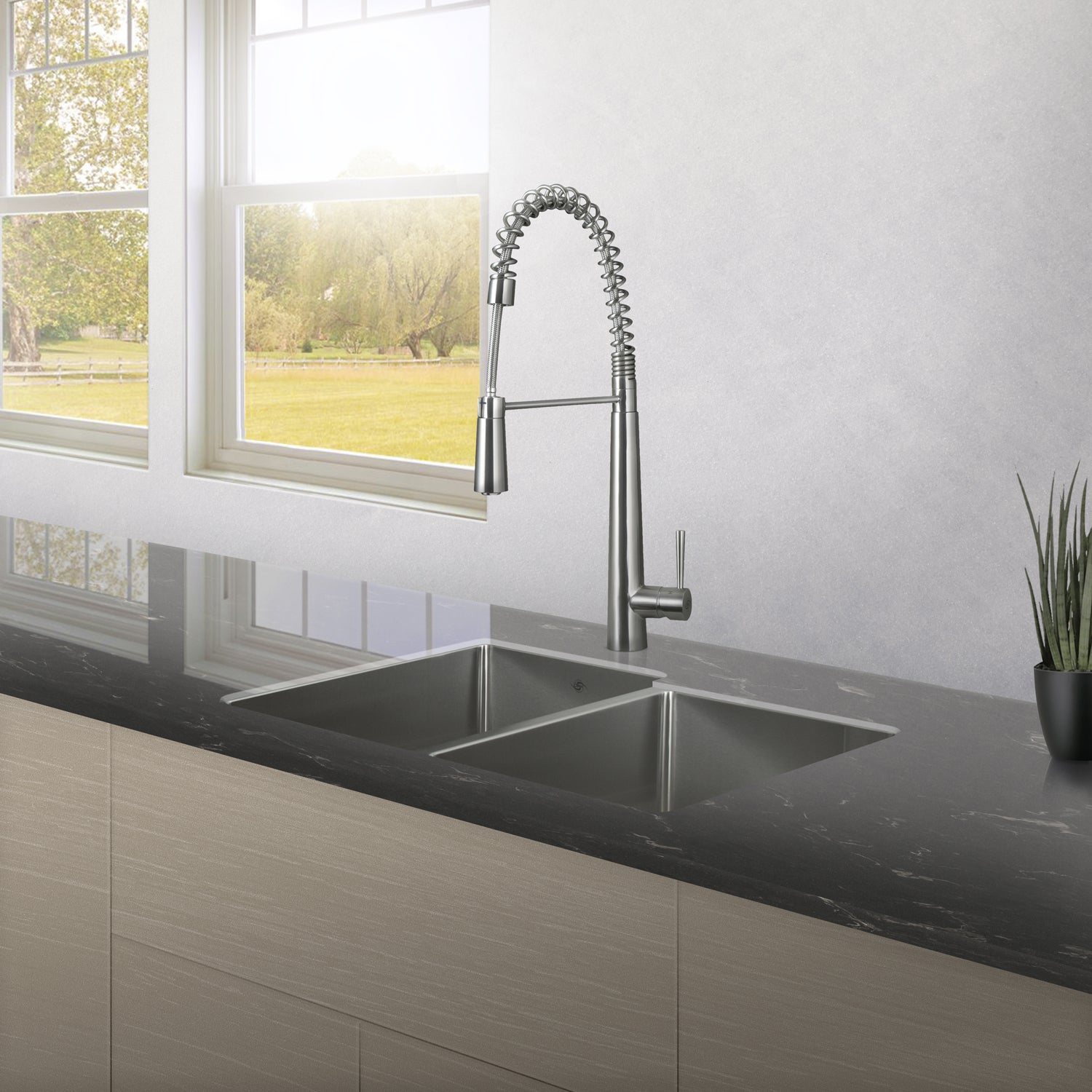 DAX 60/40 Double Bowl Undermount Kitchen Sink - 18 Gauge Stainless Steel with Brushed Finish - 31.25