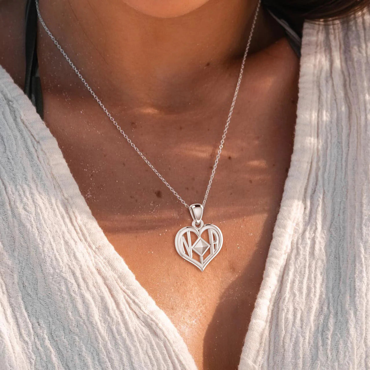 Heart & Recovery Symbol Sterling Silver Pendant - AA or NA Sobriety Jewelry TPD6350 TPD6349 | Perfect for 12-Step Meetings, Recovery Milestones & Addiction Awareness Gifts