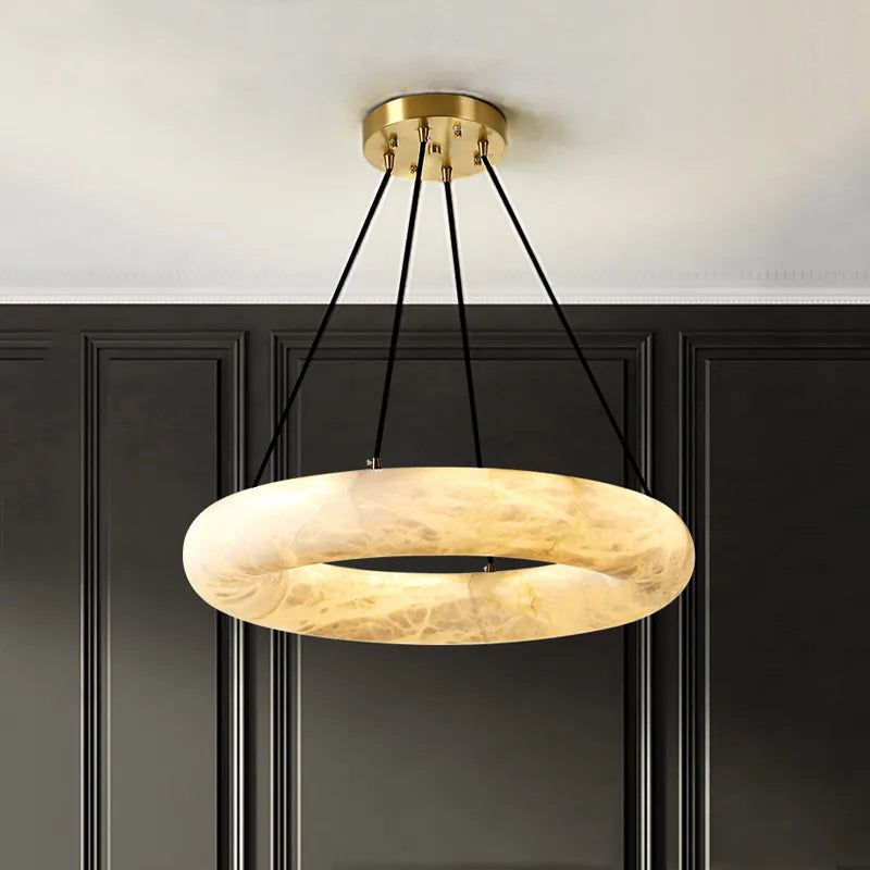 Spanish Natural Marble Chandelier - Elegant Ceiling Light Fixture for Dining Room, Living Room & Bedroom | Modern Luxury Home Decor Lighting