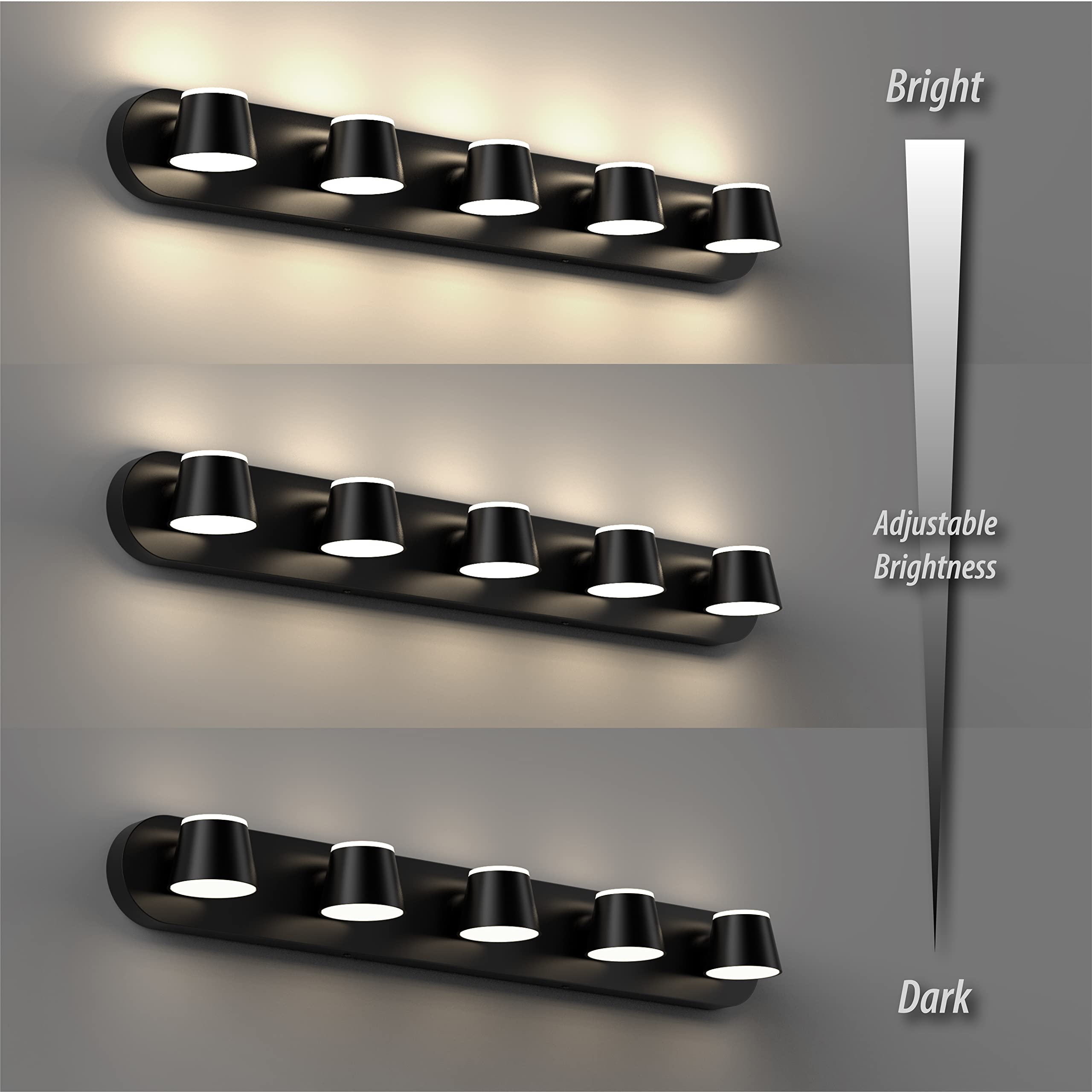 URSOLA 5-Light Black LED Bathroom Vanity Light Fixture - 34