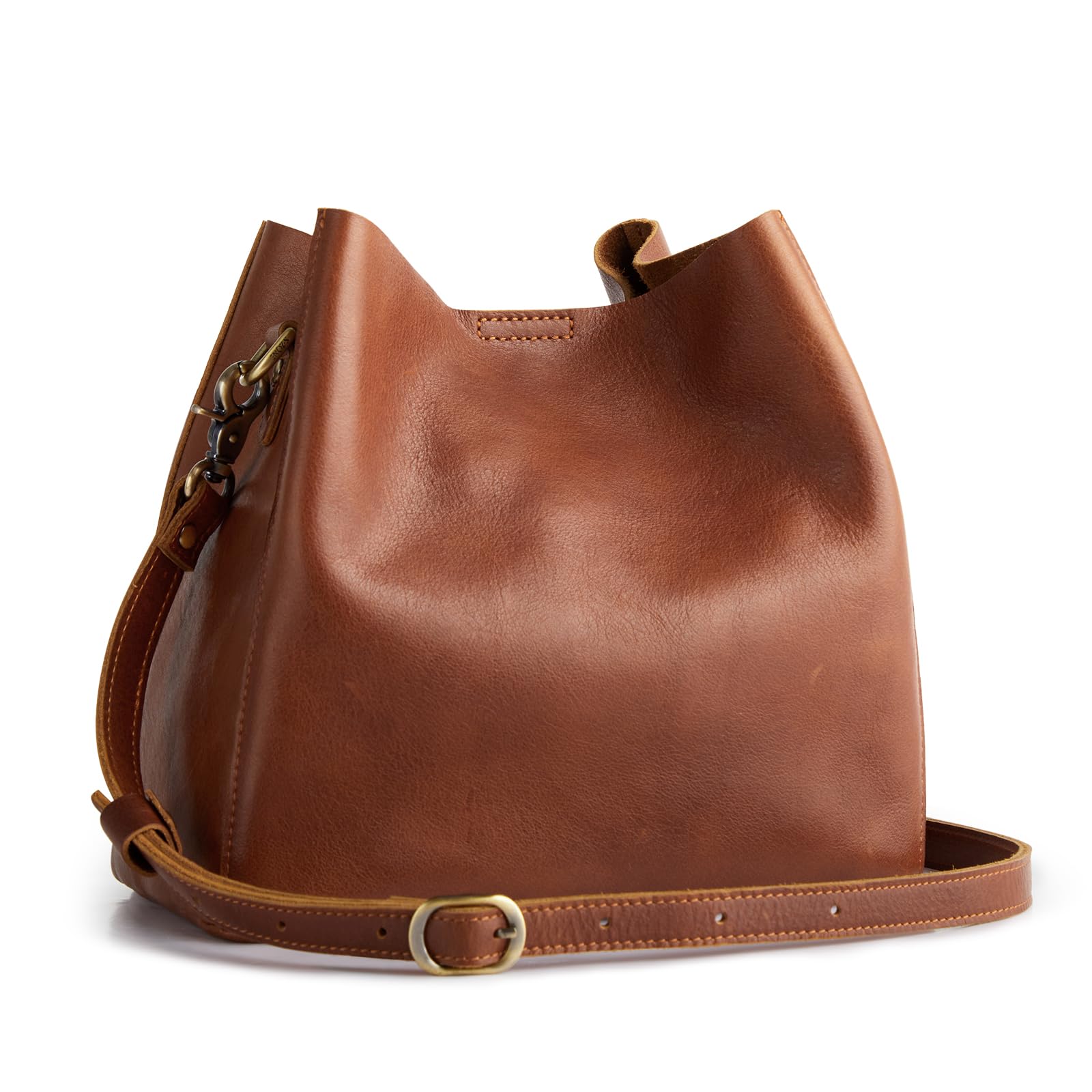 S-ZONE Genuine Full Grain Leather Crossbody Bag for Women - Stylish Shoulder Purse with Butterfly Bucket Design | Perfect for Work, Travel & Everyday Use