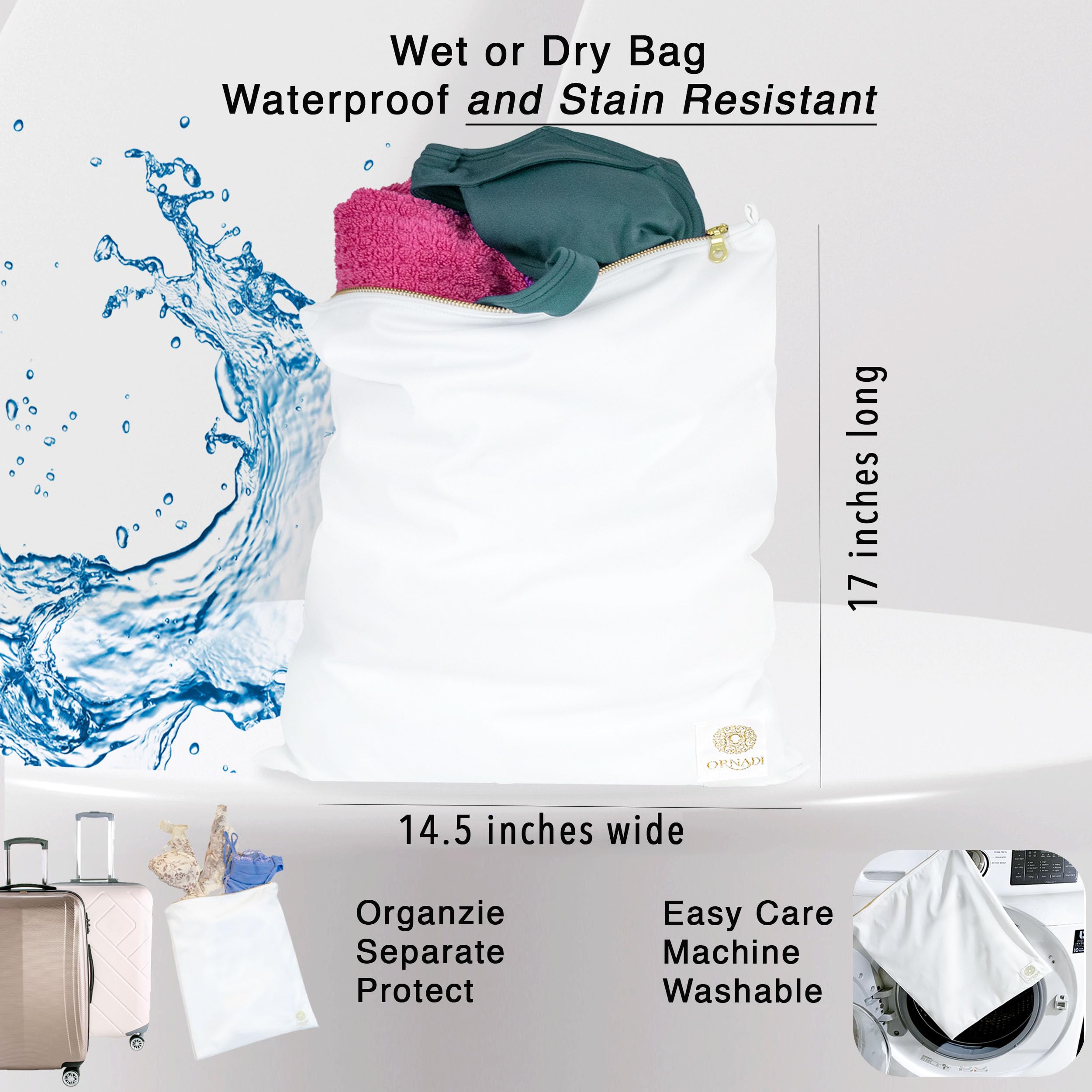Waterproof Antimicrobial Travel Laundry Bag - 14 X 17.5