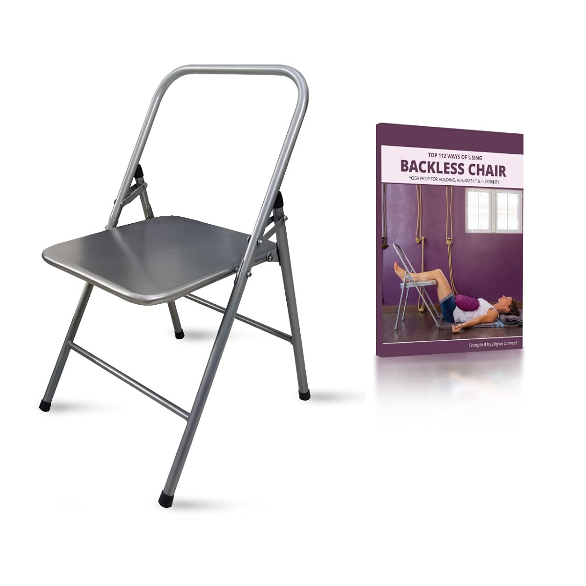 California Wellness Backless Yoga Chair - Portable Folding Iyengar Yoga Chair for Adults | Strength & Flexibility Training Tool | Supports Balance & Handstand Poses | Perfect for Home Yoga Practice, Studio Sessions & Outdoor Meditation