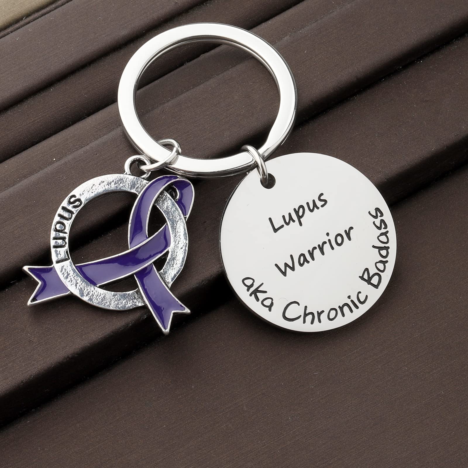 Lupus Awareness Purple Ribbon Keychain - Chronic Badass Warrior Gift for Women & Men - Support Lupus Disease Fighters - Perfect for Keyrings, Bags & Everyday Carry