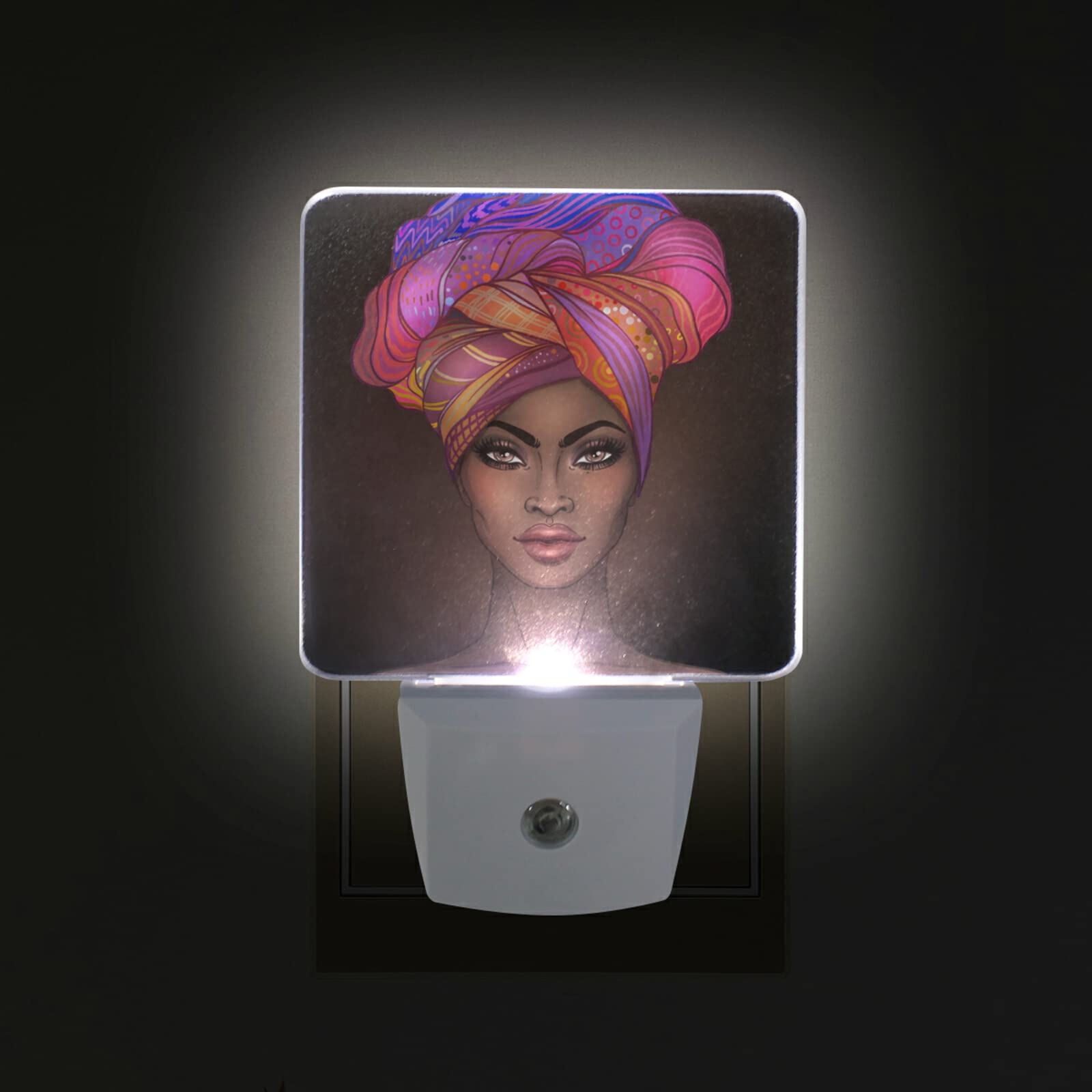 OREZI 2 Pack African Girl LED Night Light - Auto Dusk to Dawn Sensor, Plug-in Nightlights for Bedroom, Bathroom, Kitchen, Hallway & Stairs - Perfect for Kids Rooms, Nursery & Safe Nighttime Navigation