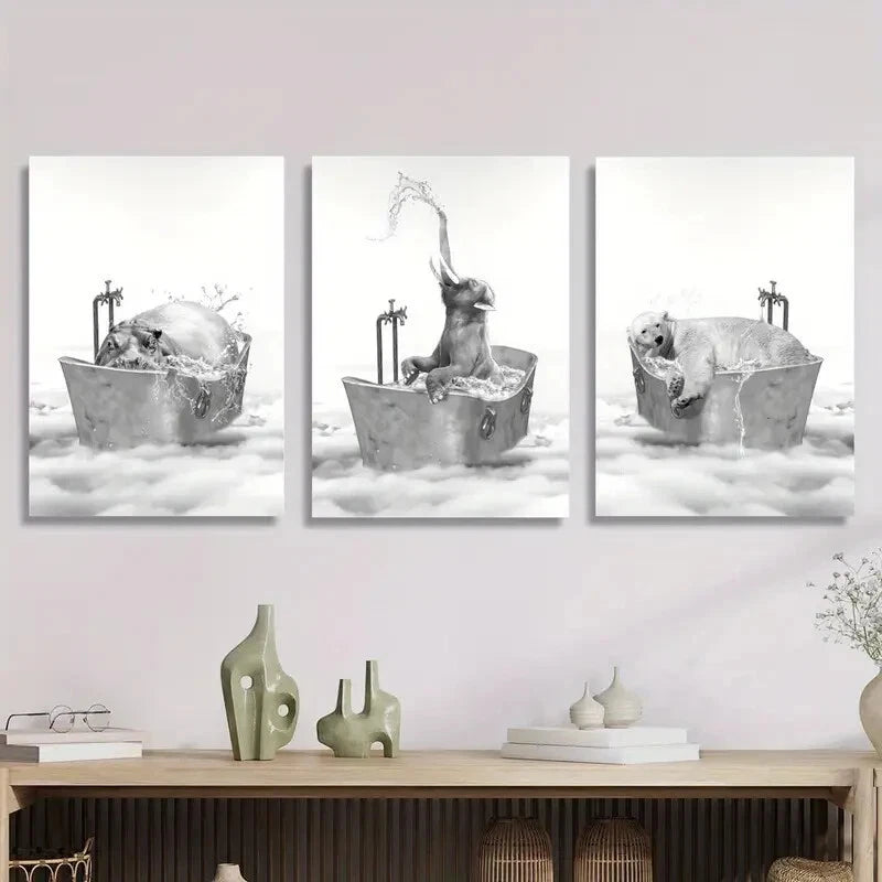 3-Piece Animal Illustration Metal Wall Art Prints - Ready to Hang Home Decor for Living Room, Bedroom & Office