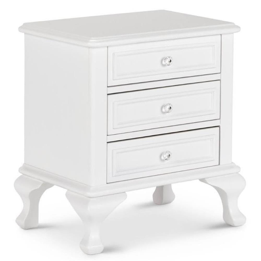 BOWERY HILL Transitional 3-Drawer White Wooden Nightstand - Bedside Table for Bedroom, Living Room & Guest Room