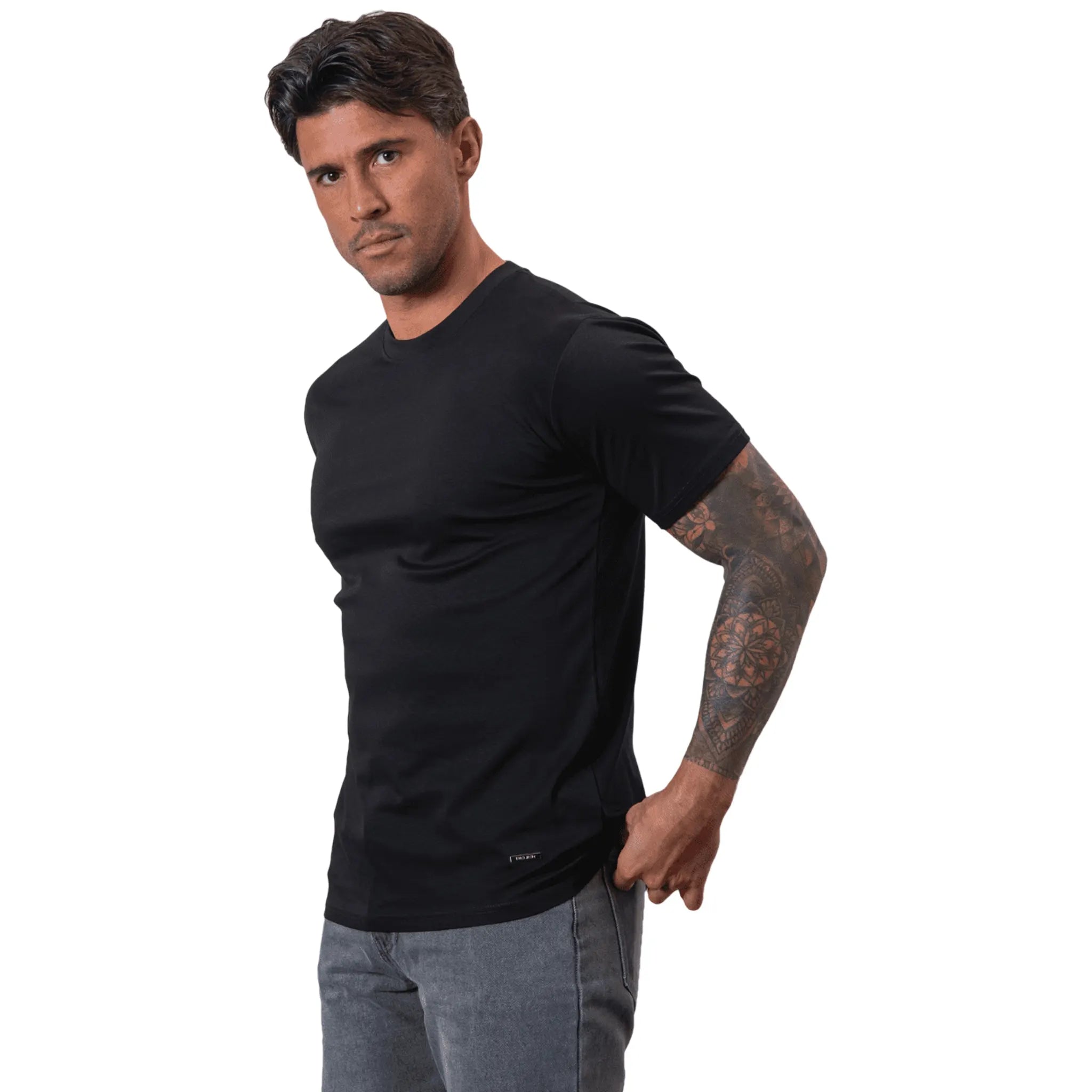Premium Black T-Shirt for Men - Soft Cotton Crew Neck Tee - Casual & Comfortable Everyday Wear for Work, Gym, and Outings