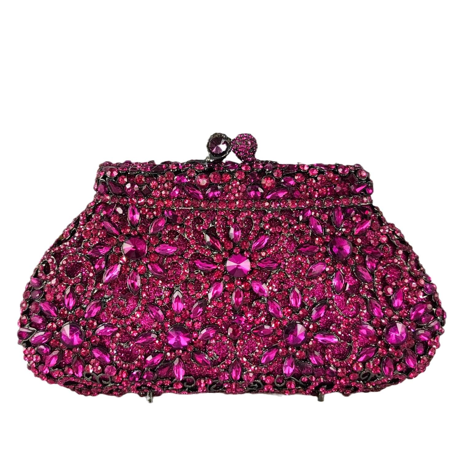 FGG Women's Crown Minaudiere Handbag - Elegant Flower Crystal Clutch Purse for Formal Evening, Wedding & Special Occasions | Perfect as Bridal Accessory, Prom or Gala Event Bag