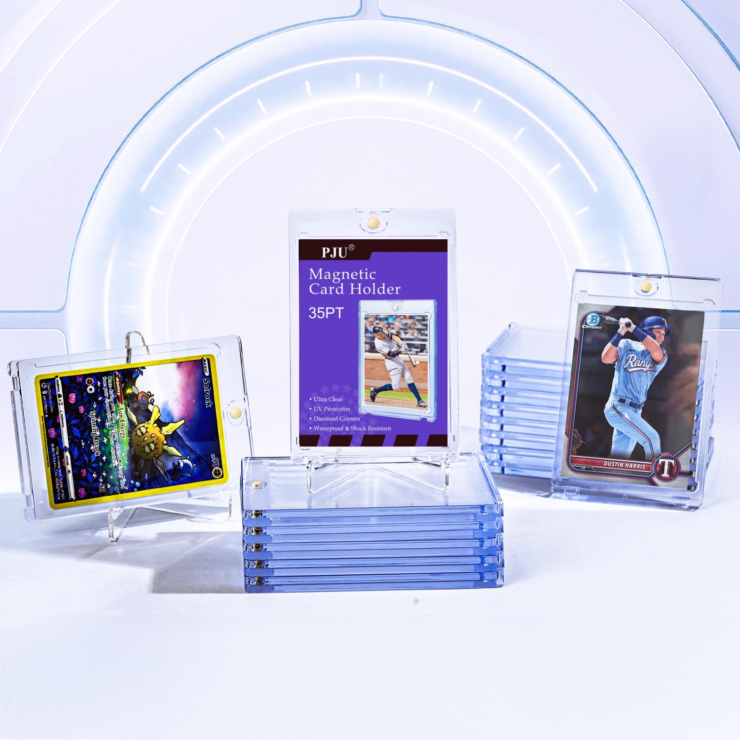 120ct Magnetic Card Holder for Trading & Sports Cards - 35pt One Touch U-V Protection Hard Plastic Case - Perfect for Baseball, Game & Collectible Cards Display & Storage
