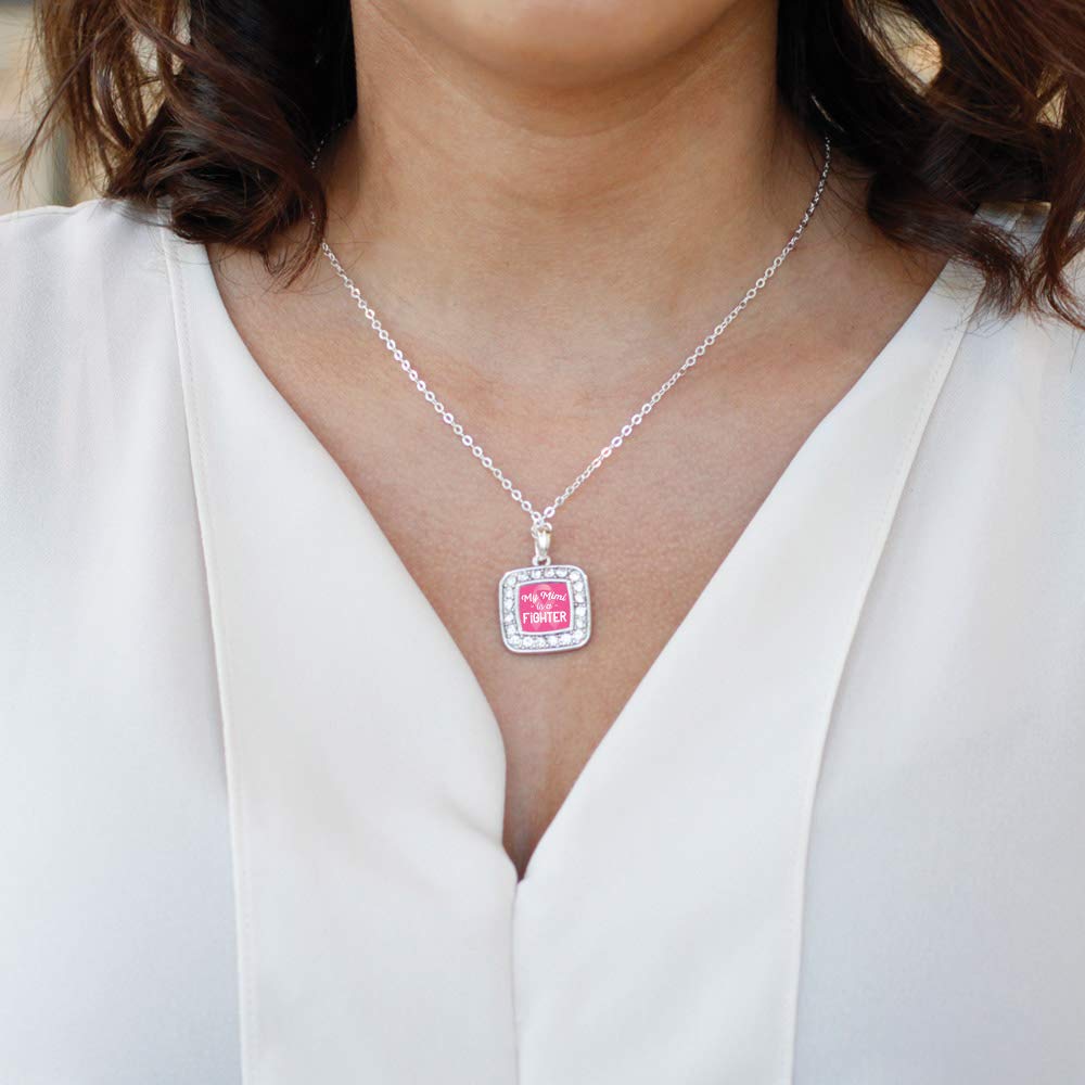 Inspired Silver - 18 Inch Sterling Silver Square Charm Necklace with Cubic Zirconia for Women | Elegant Jewelry Gift for Birthday, Anniversary & Special Occasions