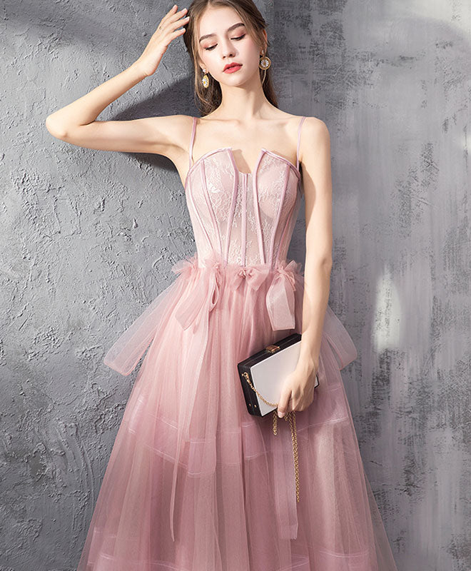 Elegant Pink Tulle Lace Long Prom Dress for Women - Formal Evening Gown for Graduation, Homecoming, and Special Occasions
