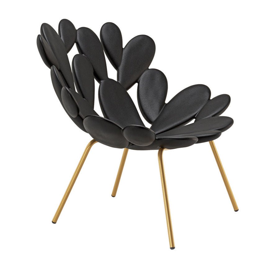 Qeeboo Filicudi Armchair with Brass Frame - Modern Luxury Lounge Chair for Living Room, Office & Hotel Decor