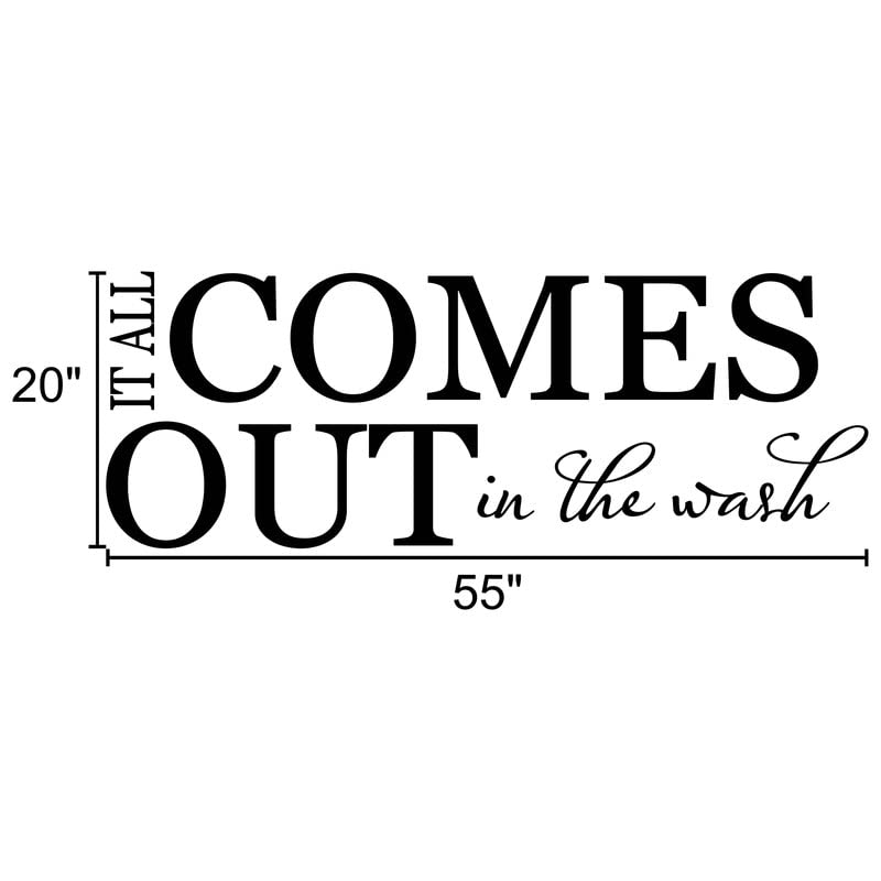 Laundry Room Sign - 'It All Comes Out in The Wash' Wall Decal | Gold Home Decor for Laundry Room | Made in USA | Perfect for Laundry Organization & Farmhouse Style Decor
