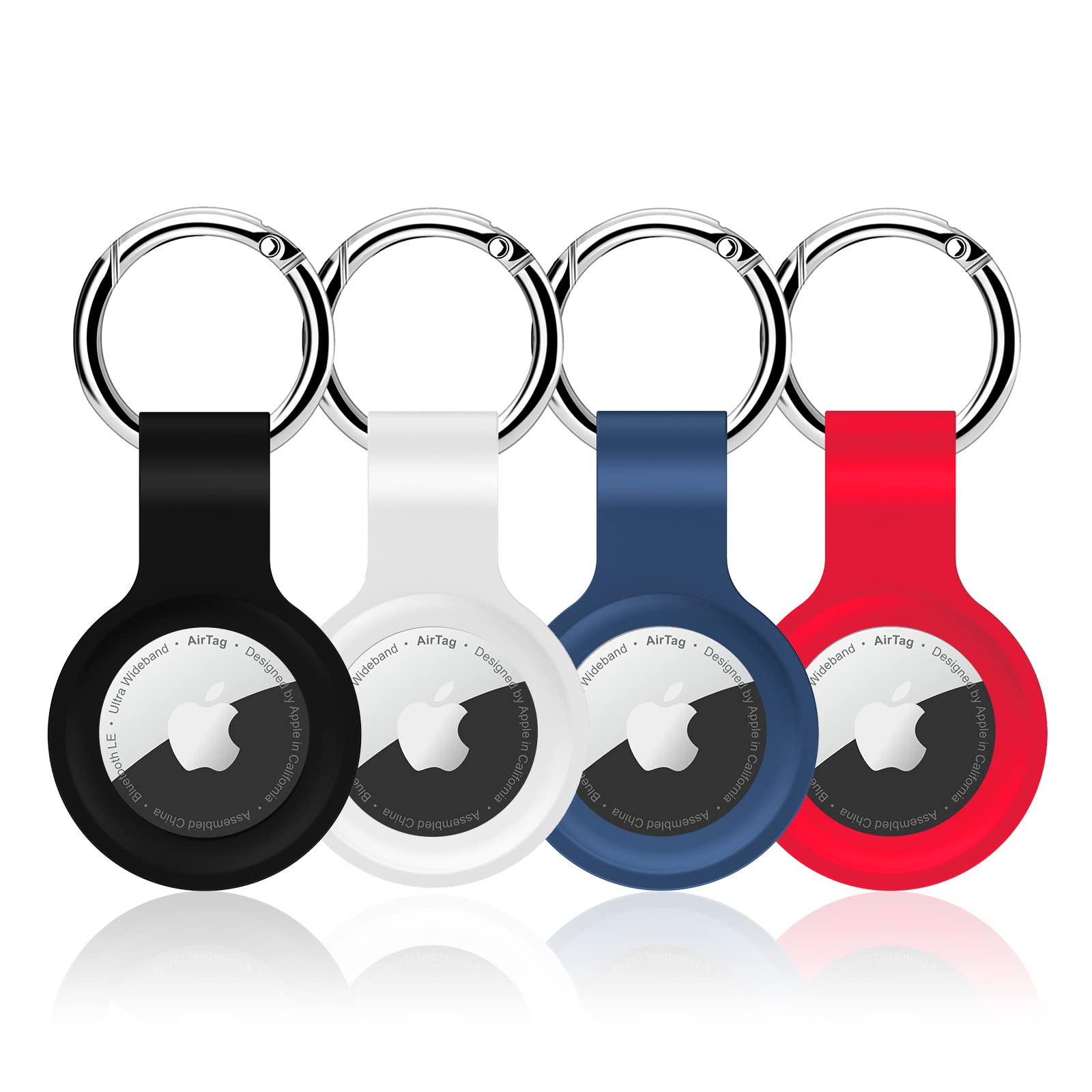 **QYQa Airtag Holder – 4 Pack Silicone Apple AirTag Keychain Case with Metal Keyring – Waterproof Luggage Tracker for Suitcase, Wallet, Keys, Pets & Valuables – Perfect for Travel, Hiking & Daily Use**