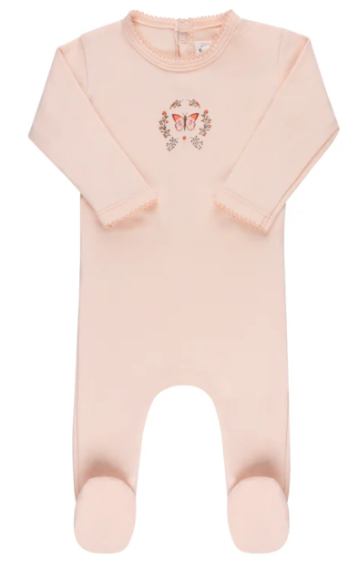 ELY & CO Baby Floral Footie with Beanie Set - Soft Cotton Pajamas for Newborns (3M 9M) | Cute Sleepwear for Infants & Photo Shoots