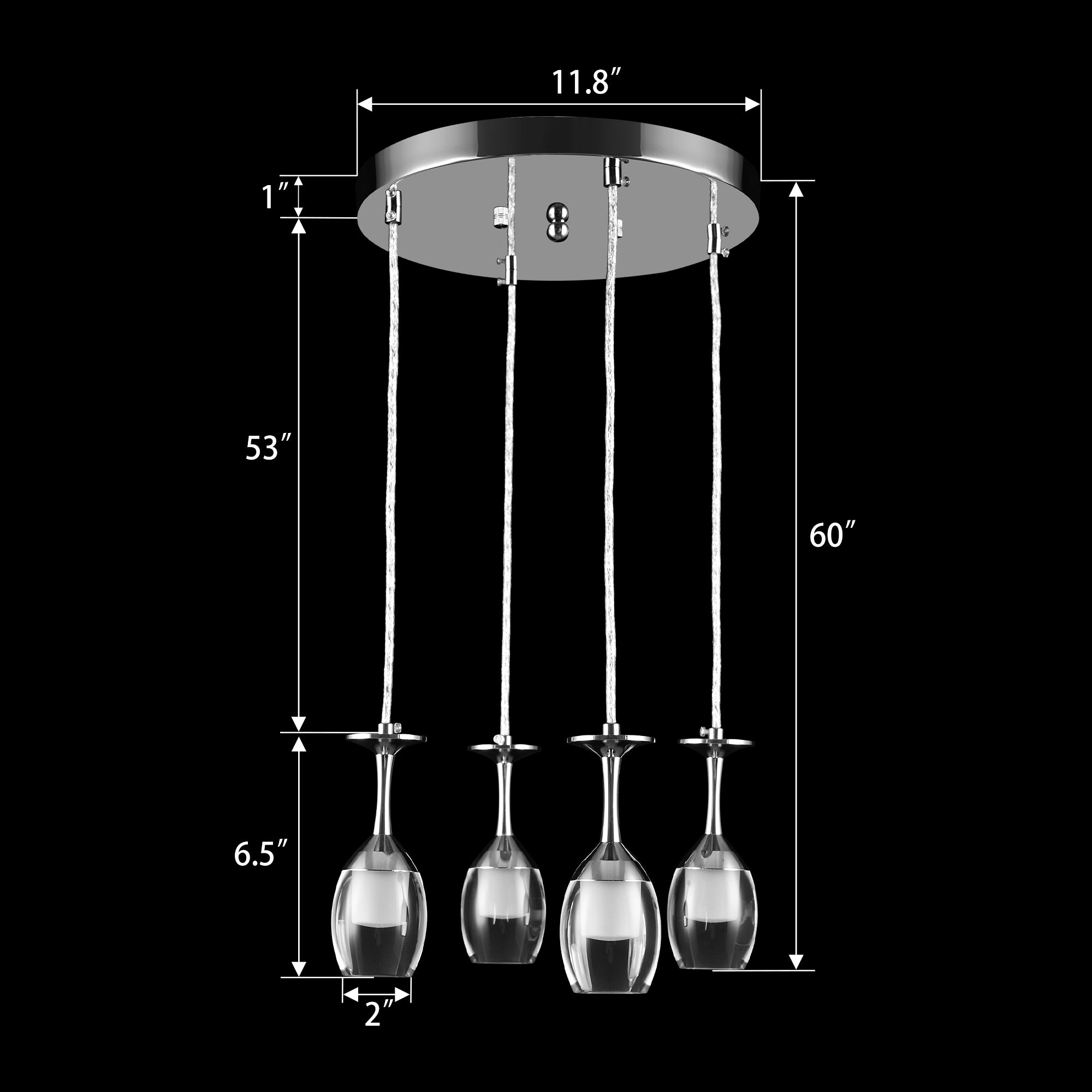 Bacchus Clear Acrylic Red Wine Glass Shaped Smart RGB Pendant Light - Modern LED Hanging Lamp for Dining Room, Bar, and Home Decor