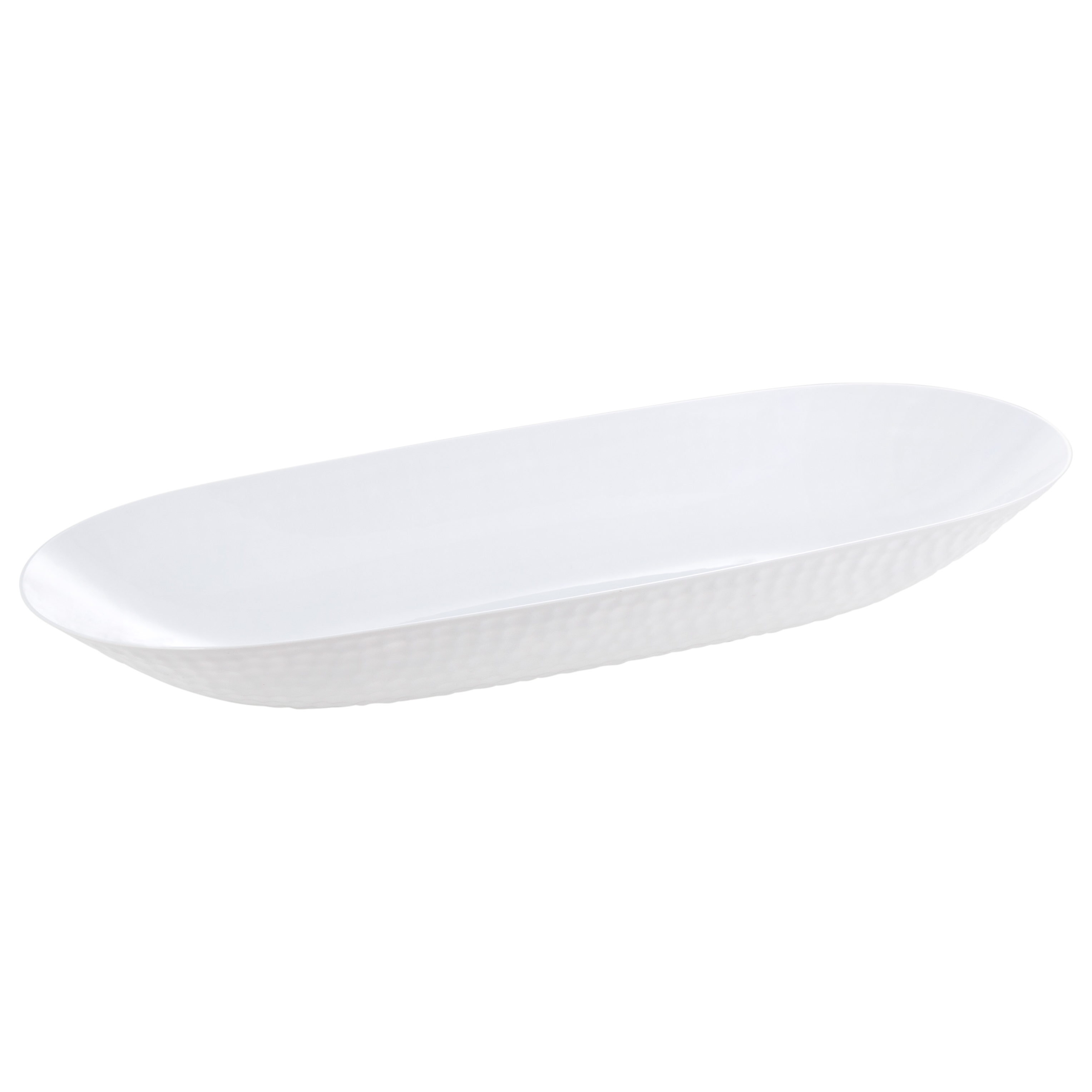 2-Pack White Plastic Oval Pebbled Serving Dishes - Perfect for Appetizers, Salads, and Party Snacks