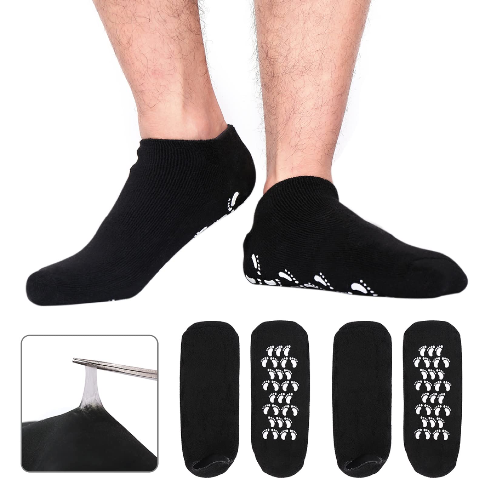 2 Pairs Men's Moisturizing Socks & 4 Pairs Heel Moisturizing Socks - Ultra Soft Breathable Cotton for Dry Cracked Feet Relief - Perfect for Winter, Hiking & Daily Comfort