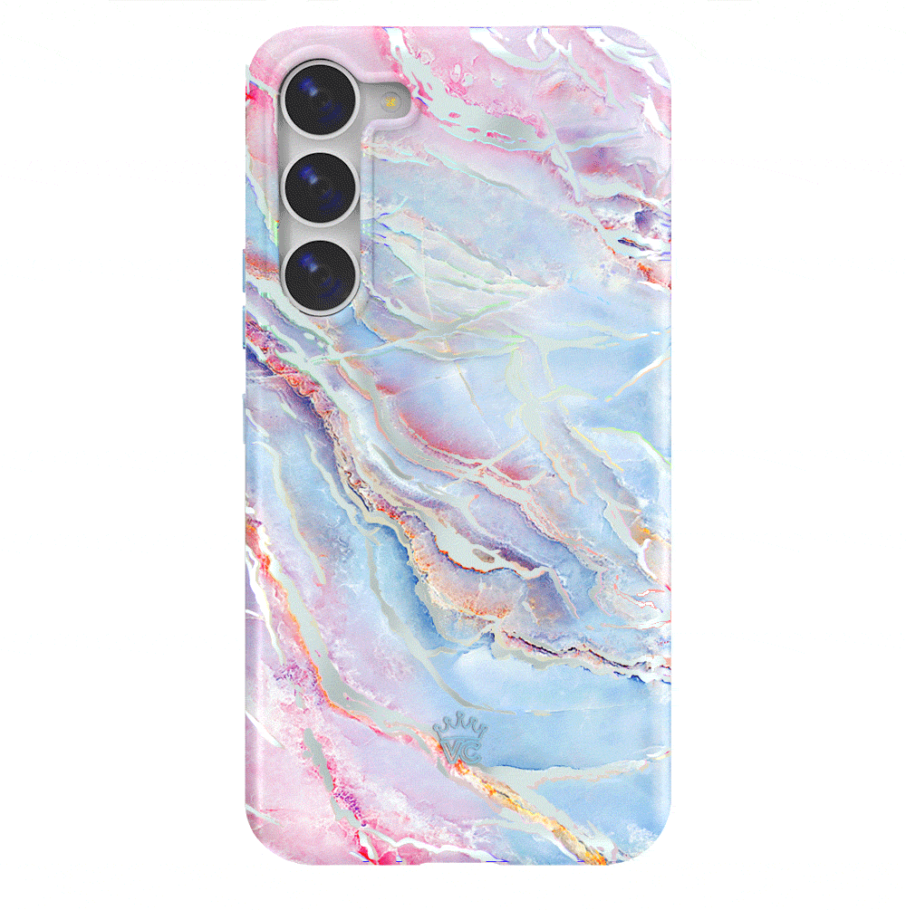 Holo Moonstone Marble Samsung Galaxy Phone Case - Protective Cover for Galaxy S21/S22/S23 Series - Stylish Glitter Design for Everyday Use & Special Occasions