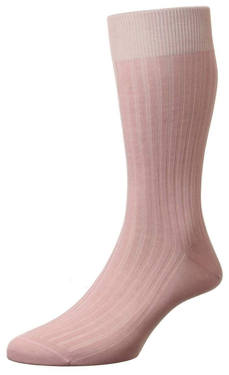 Men's Danvers Rib Cotton Lisle Socks - Comfortable Breathable Casual Socks in Dusky Pink for Everyday Wear, Office & Outdoor Activities