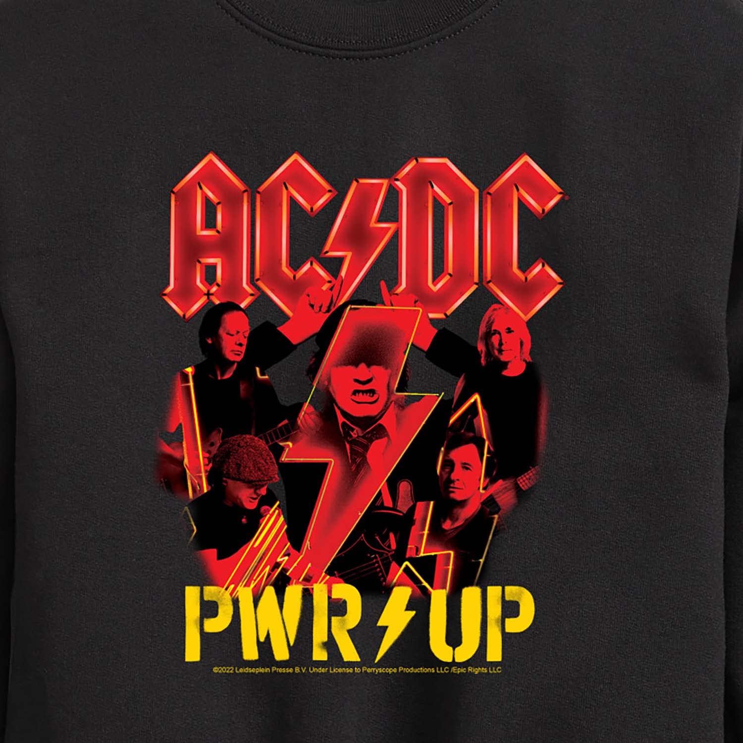 HYBRID APPAREL ACDC Pwr Up Fleece Sweatshirt for Toddler & Youth | Soft Crewneck Pullover | Rock Band Merchandise | Perfect for Concerts, School & Casual Wear