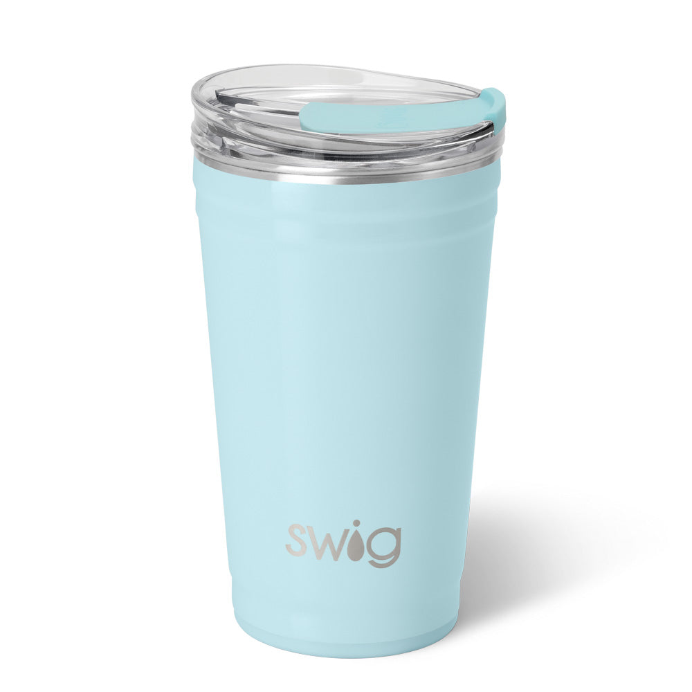 24oz Shimmer Aquamarine Plastic Party Cups - Bulk Disposable Cups for Birthday, Wedding & Holiday Celebrations - Perfect for Cocktails, Beer & Beverages