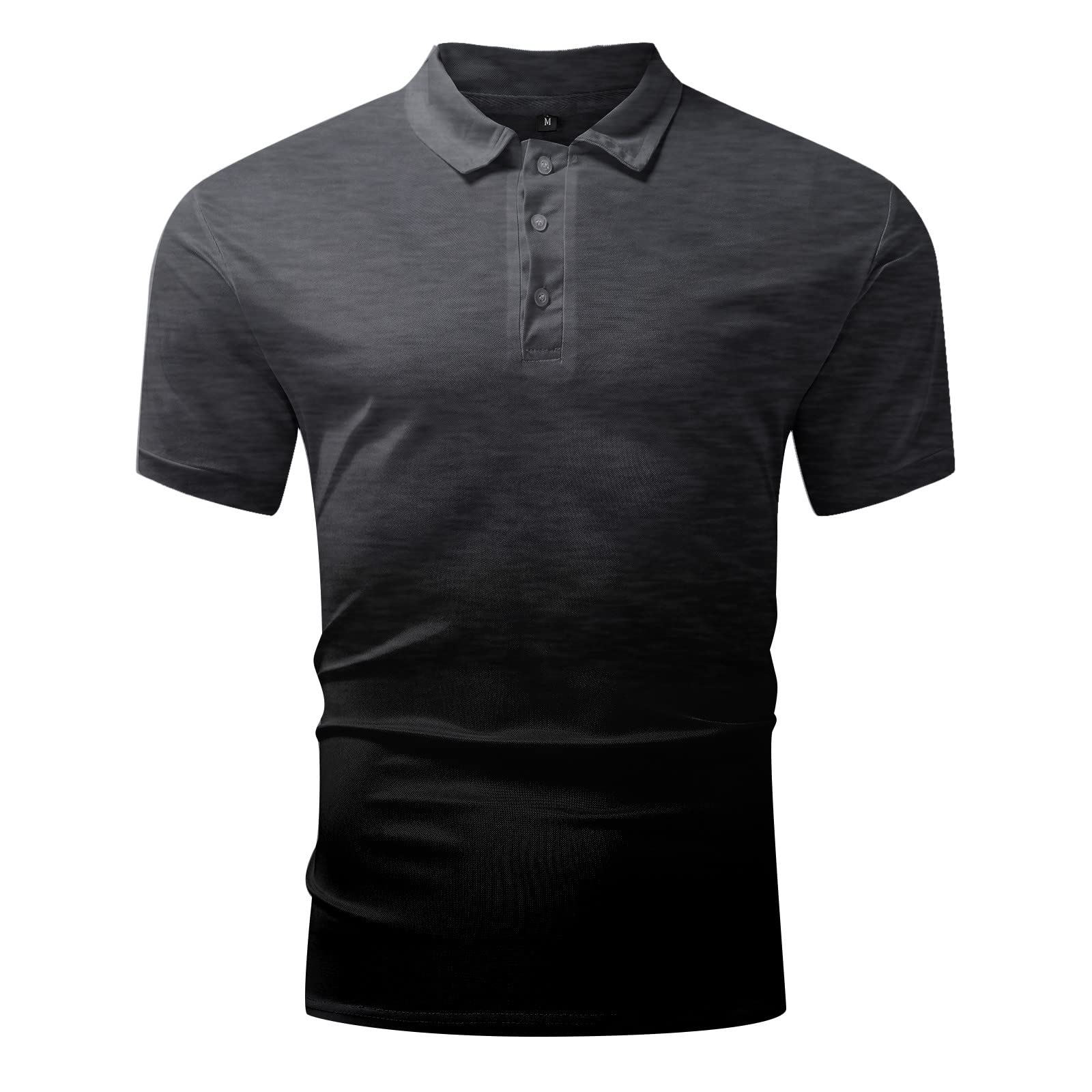 **Men's Plus Size Henley Shirt - Gradient Short Sleeve Tee with Button Lapel for Fitness & Casual Wear - Perfect for Gym, Workout & Everyday Style**