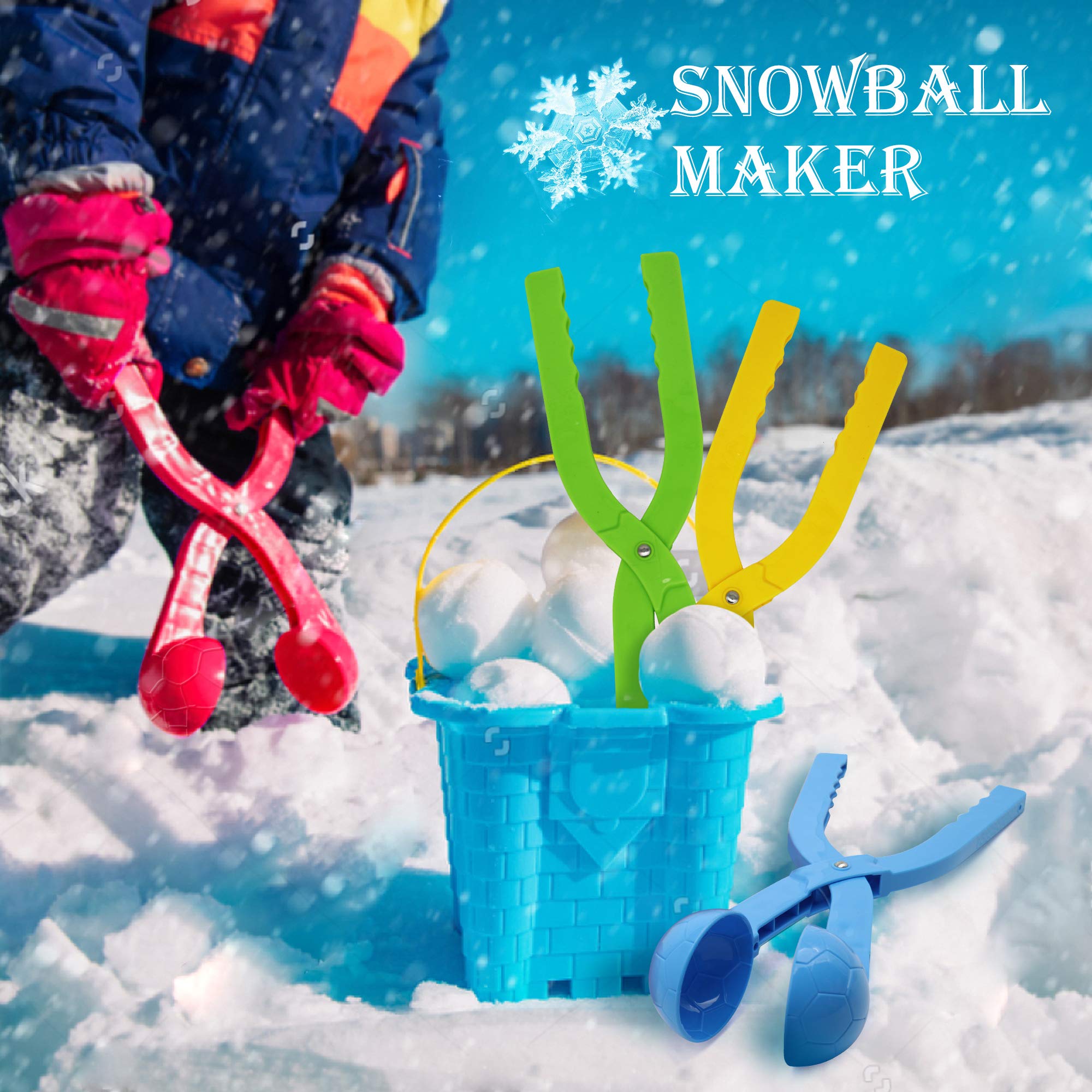 4 Pack Snowball Maker Kit - Fun Snowball Shaper Molds for Kids Outdoor Winter Games & Snowball Fights | Durable Snow Toys for Family Snow Play & Backyard Winter Activities