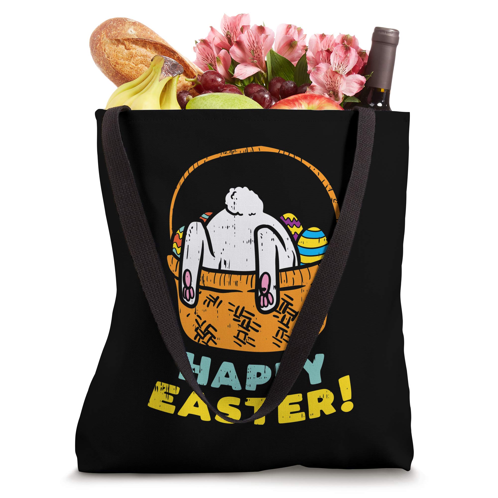 Easter Bunny in Basket Tote Bag - Cute Easter Gift for Men, Women & Kids - Perfect for Easter Egg Hunts, Parties & Spring Outings
