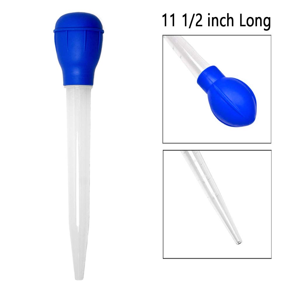 2 Pack Heat Resistant Nylon Turkey Baster with Rubber Bulb - BPA Free Kitchen Cooking Utensils for Roasting, Basting, and Marinating (Great for Thanksgiving, Christmas, and Everyday Cooking)