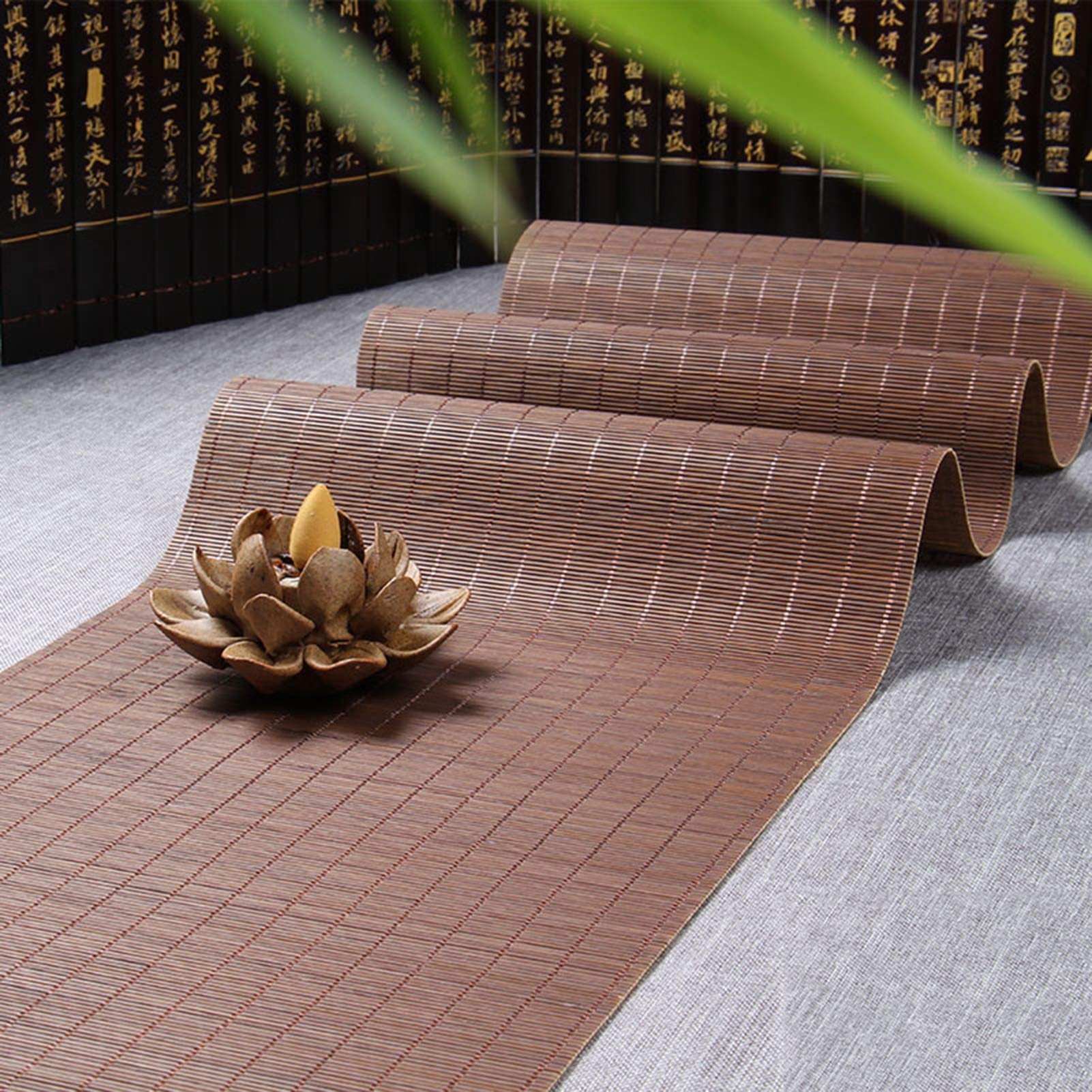Brown Japanese Style Bamboo Table Runners, 30cm Wide Rectangle Tea Slat Mats for Dinner and Coffee Tables, Indoor Outdoor Use, Perfect for Home Decor, Tea Ceremonies, and Dining Settings (Size: 30cm×100cm)