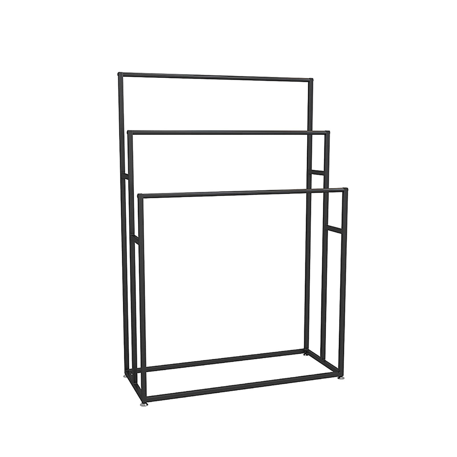 3-Tier Black Metal Free Standing Towel Rack - Bathroom & Kitchen Towel Holder Stand with Shelf - Durable Space-Saving Organizer for Bath Towels, Hand Towels & Kitchen Linens - Perfect for Small Bathrooms, Apartments & Laundry Rooms
