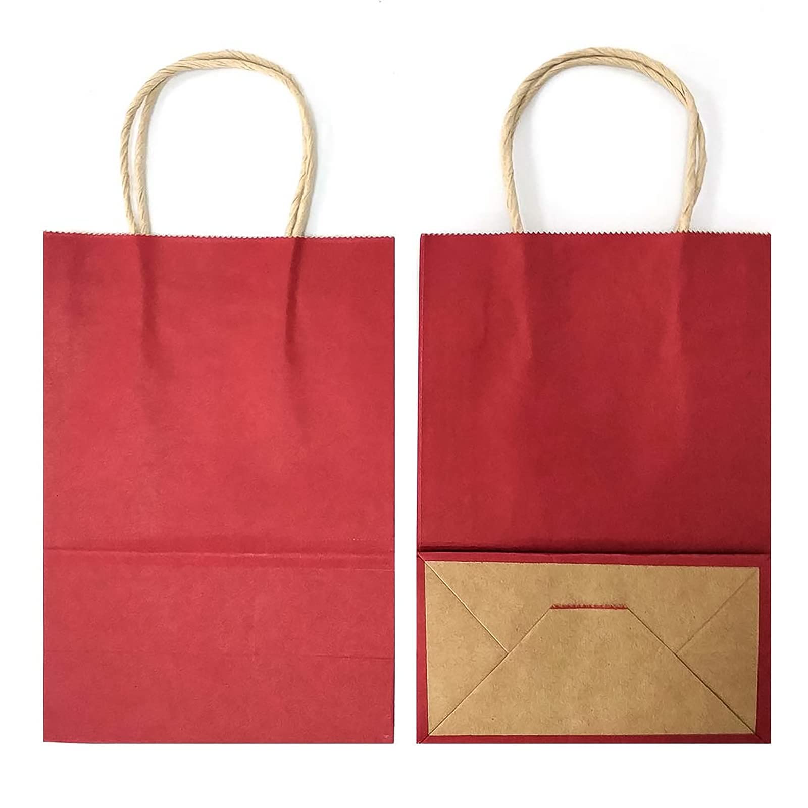 AZOWA Mini Small Kraft Paper Gift Bags with Handles - 4 x 2.4 x 6 Inches, Red, 25 Pack - Perfect for Party Favors, Wedding Gifts, and Retail Packaging