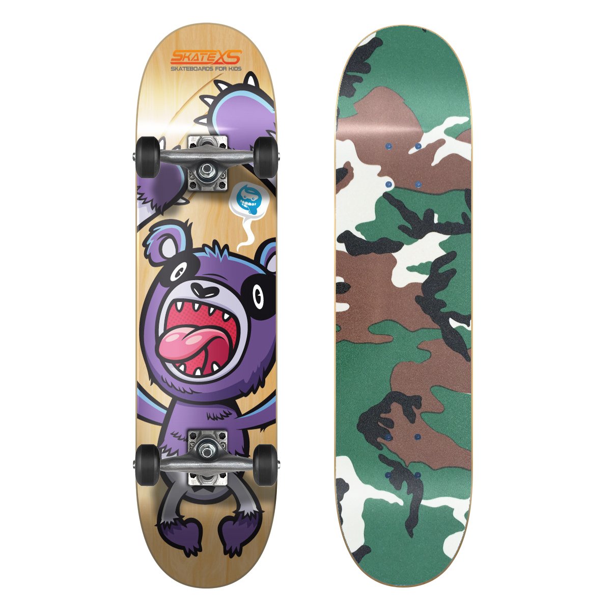 SkateXS Beginner Panda Street Kids Skateboard - Perfect for Learning Tricks & Commuting to School | Durable Skateboard for Boys & Girls Ages 6-12