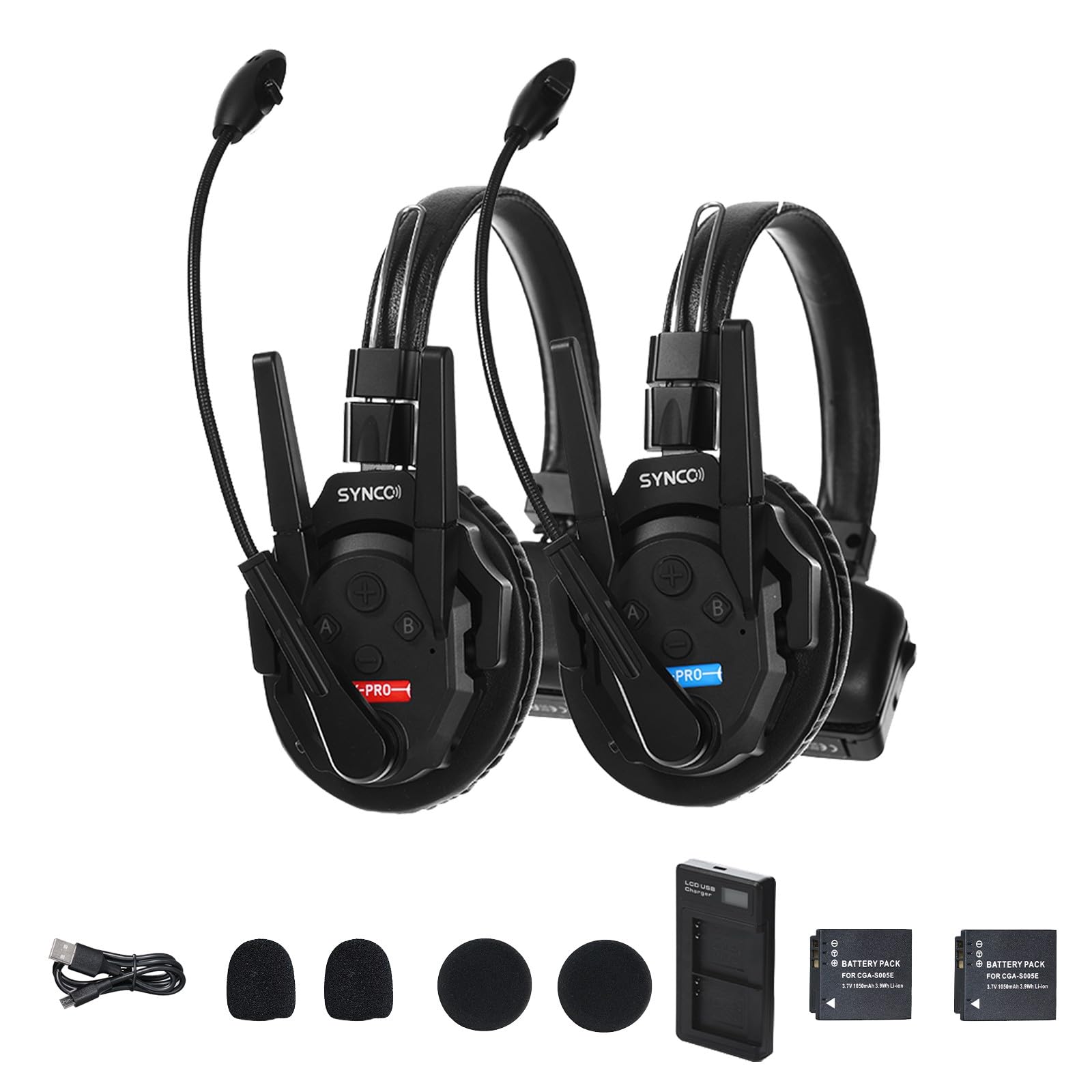 SYNCO XTalk Pro2 XPro X2 2.4GHz Wireless Headset Communication System with AI Noise Cancellation - 500m Range, Real-Time Monitoring - Ideal for Movie Shooting, Live Shows, Events & Studio Recording (2-Pack)