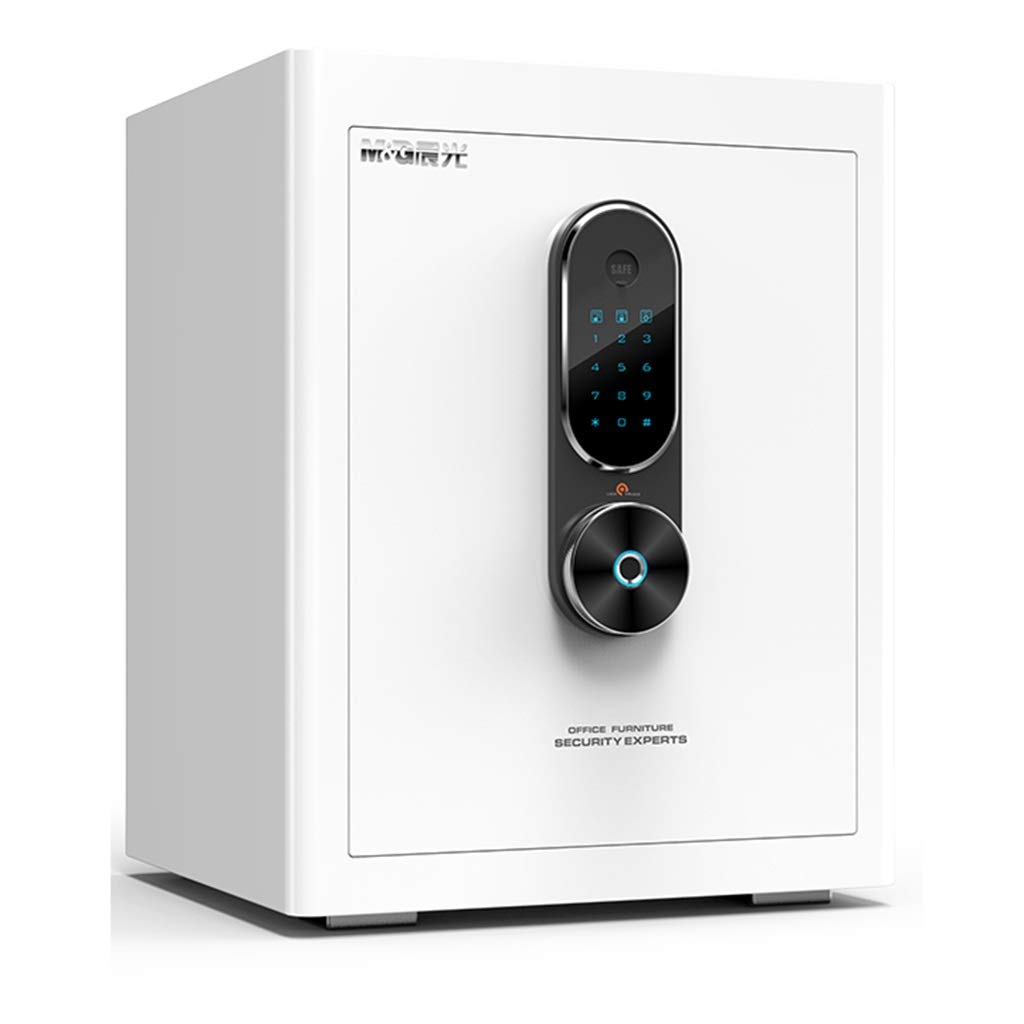 Fingerprint Security Safe Box - Digital Lock Home & Office Anti-Theft Wall Mount Safe Cabinet with Alarm - 40x32x60cm White - Perfect for Jewelry, Cash, Documents & Valuables Storage