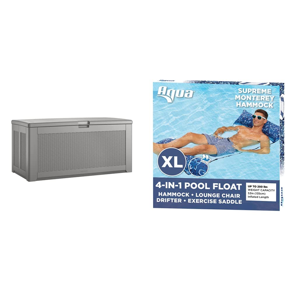 Rubbermaid Extra Large Weather-Resistant Outdoor Deck Storage Box - Gray for Lawn, Garden, Pool & Tool Organization | Durable Home & Yard Storage Solution | Perfect for Patio Furniture Covers, Pool Toys, and Gardening Equipment