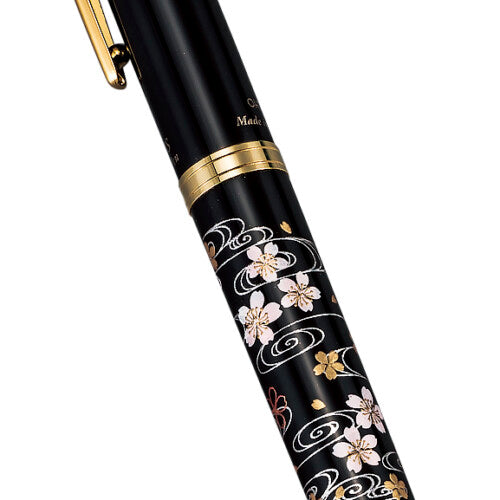 Premium MAKI-E Urushi Lacquer Fountain Pen - Handcrafted Cherry Blossom & River Design - Japanese Yamanaka Lacquerware - Luxury Writing Instrument for Collectors, Gifts & Calligraphy
