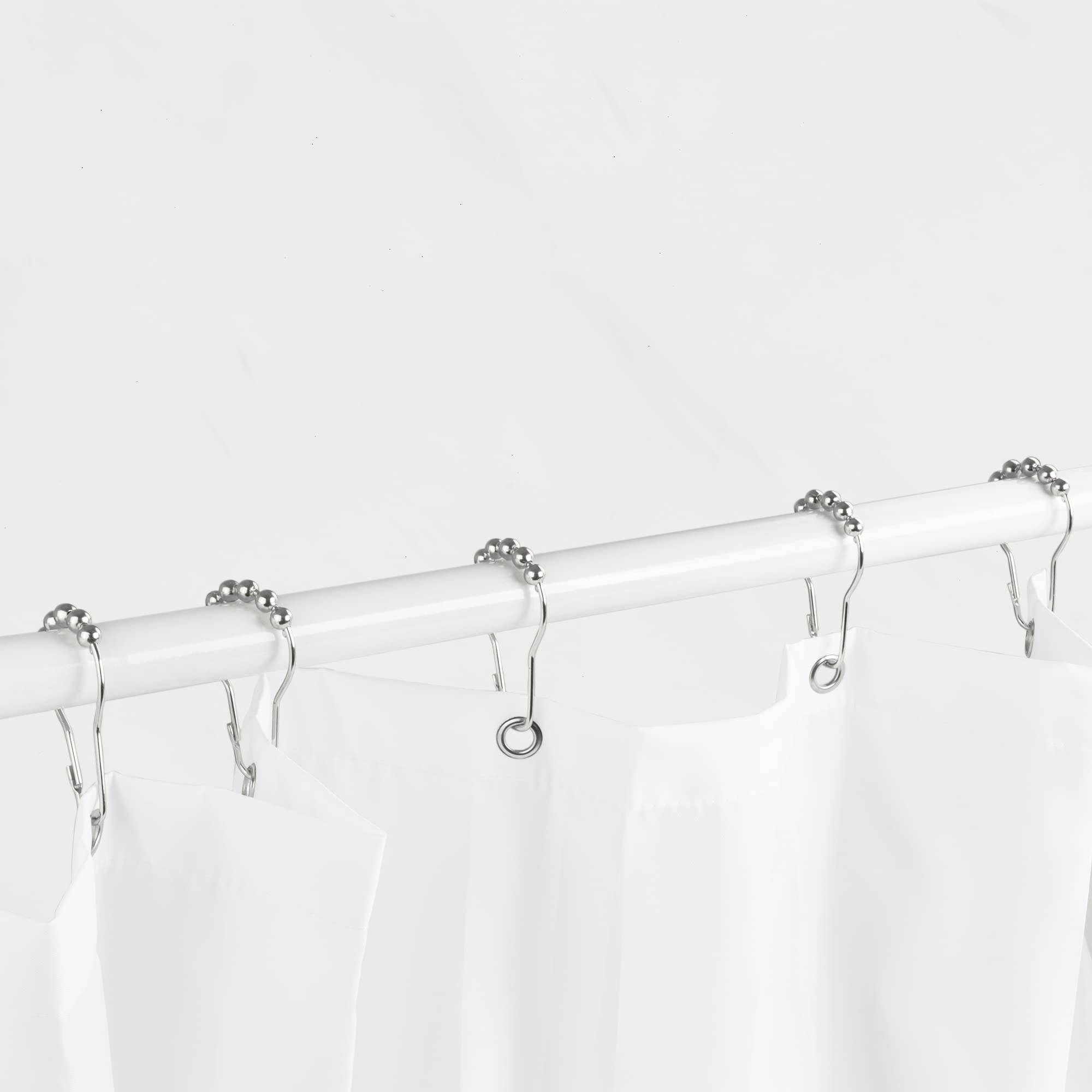 Rustproof Metal Shower Curtain Hooks Rings - 12 Pack Nickel Finish for Bathroom Shower Rods & Curtains | Durable & Stylish Bathroom Accessories for Home & Hotel Use