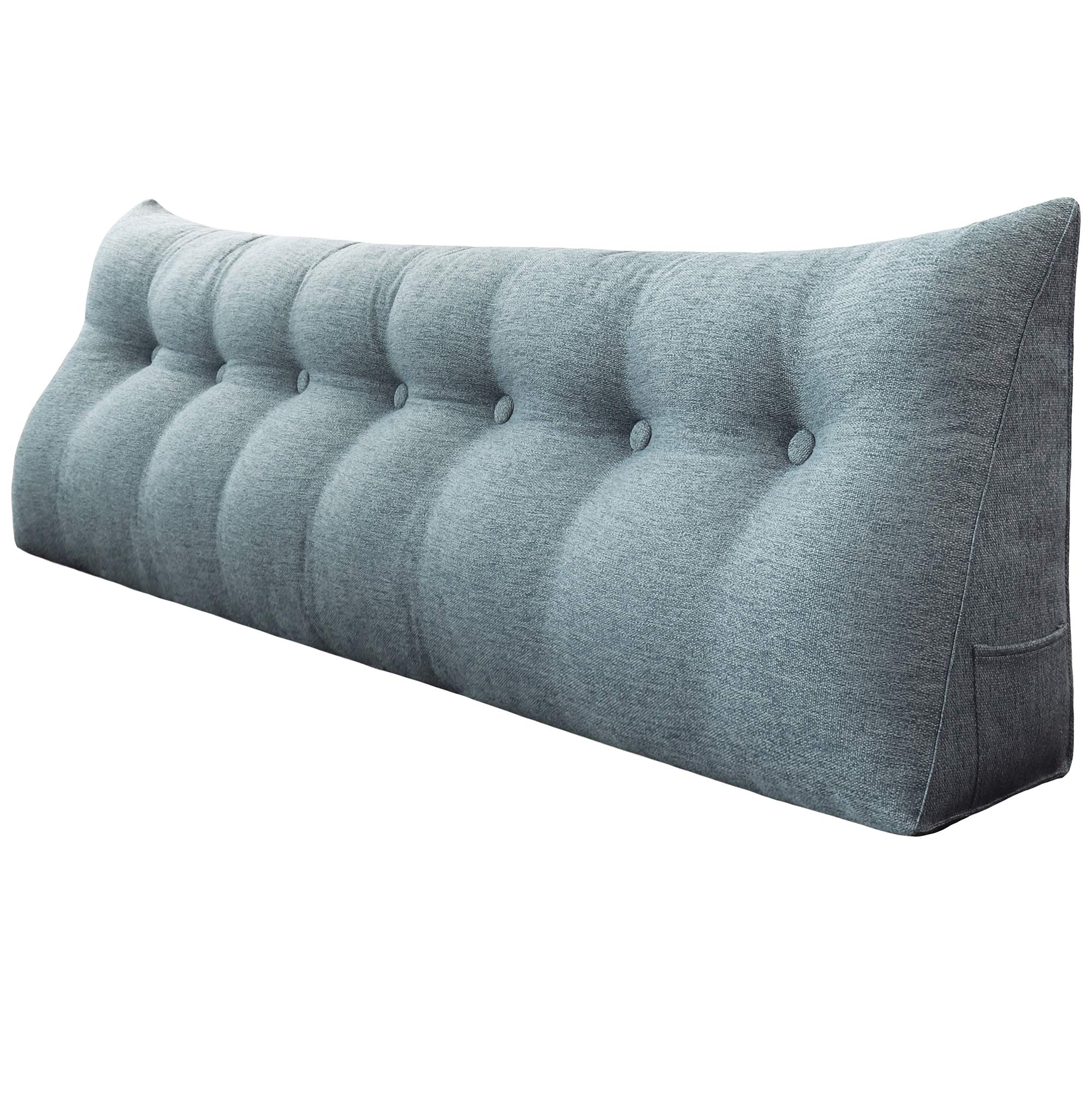 WOWMAX 76 Inch Large Reading Pillow for Bed & Sofa - Triangular Wedge Backrest with Removable Grey Cover - Perfect for Reading, Watching TV, and Relaxing in Bed or on the Couch
