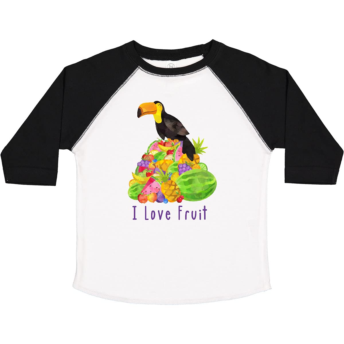 Inktastic I Love Fruit Toucan Toddler T-Shirt - Cute Tropical Bird Graphic Tee for Boys & Girls - Soft Cotton Kids Shirt for Playdates, Birthday Parties & Summer Outfits