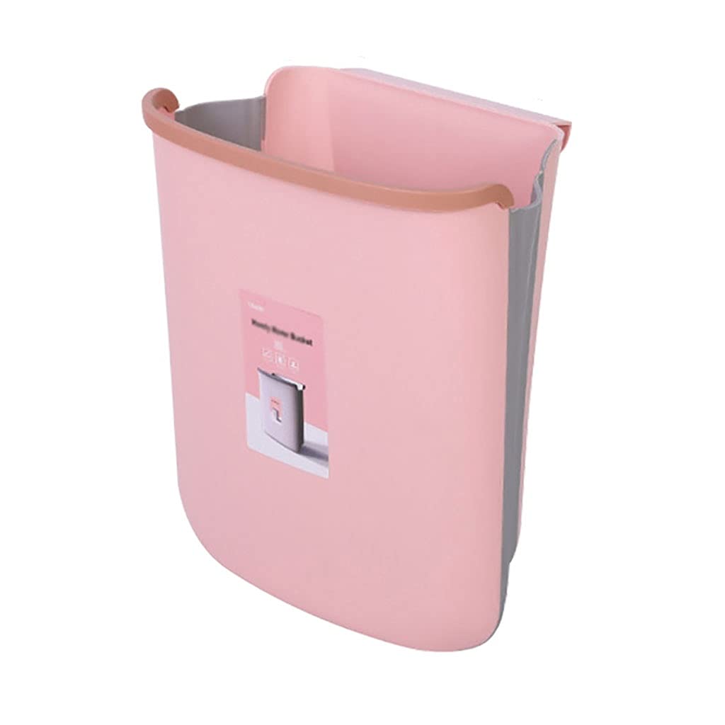 Foldable Wall-Mounted Kitchen Trash Can with Lid - Pink Household Waste Sorting Bin for Cabinet Door Storage | Perfect for Small Spaces, Apartments & Eco-Friendly Homes