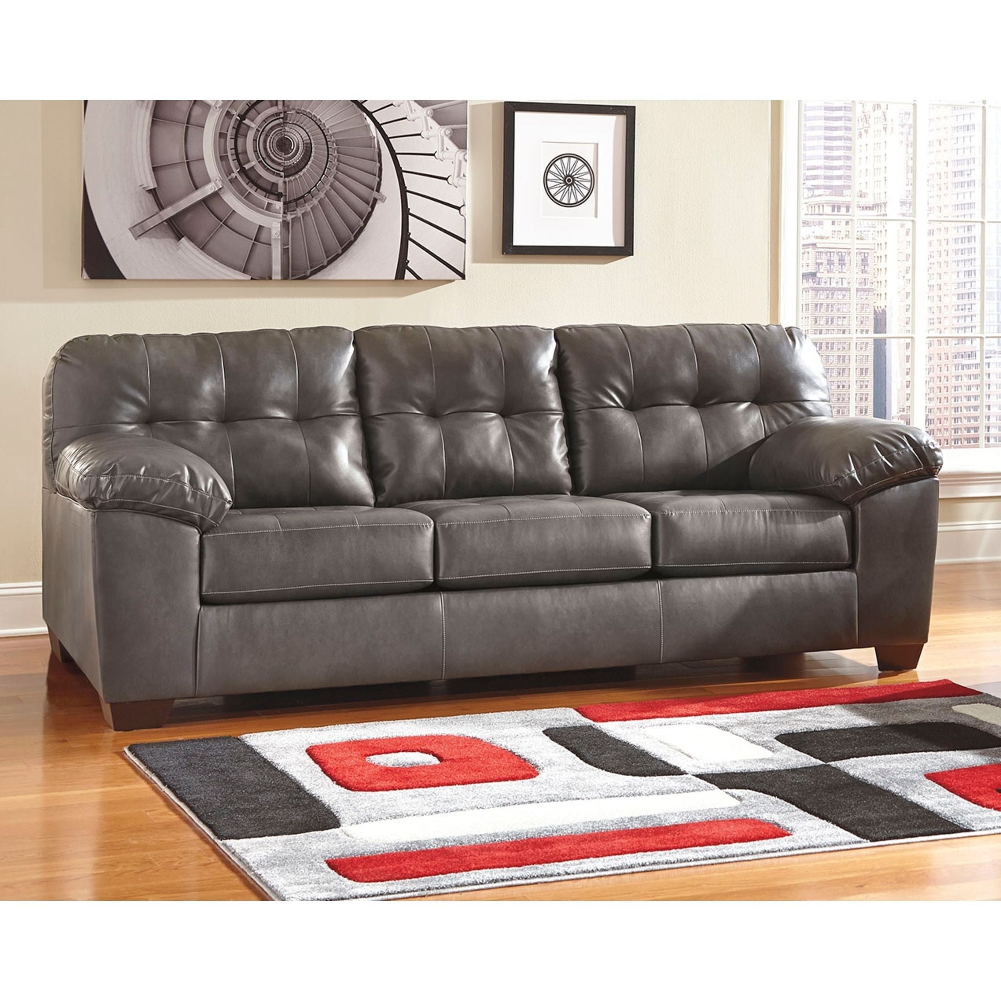 Alliston Grey Sofa - Modern Comfortable Couch for Living Room, Lounge & Home Theater - Soft Fabric Upholstery with Sturdy Frame
