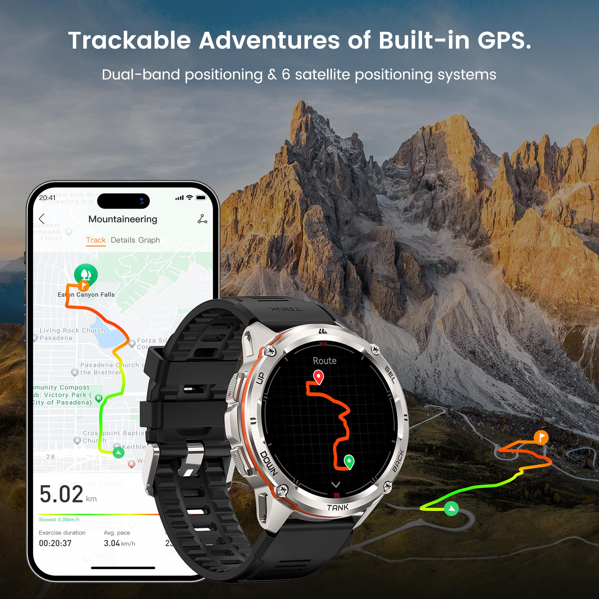 KOSPET Tank T3 Ultra Rugged Military Smartwatch for Men - 1.43