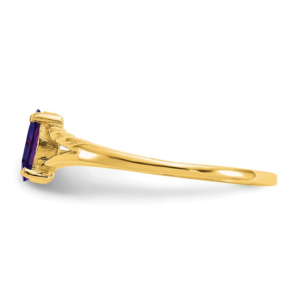 14K Yellow Gold Amethyst Birthstone Ring for Women - February Birthstone Jewelry, Size 7 - Elegant Fine Jewelry Gift for Her, Valentine's Day, Anniversary & Birthday Present