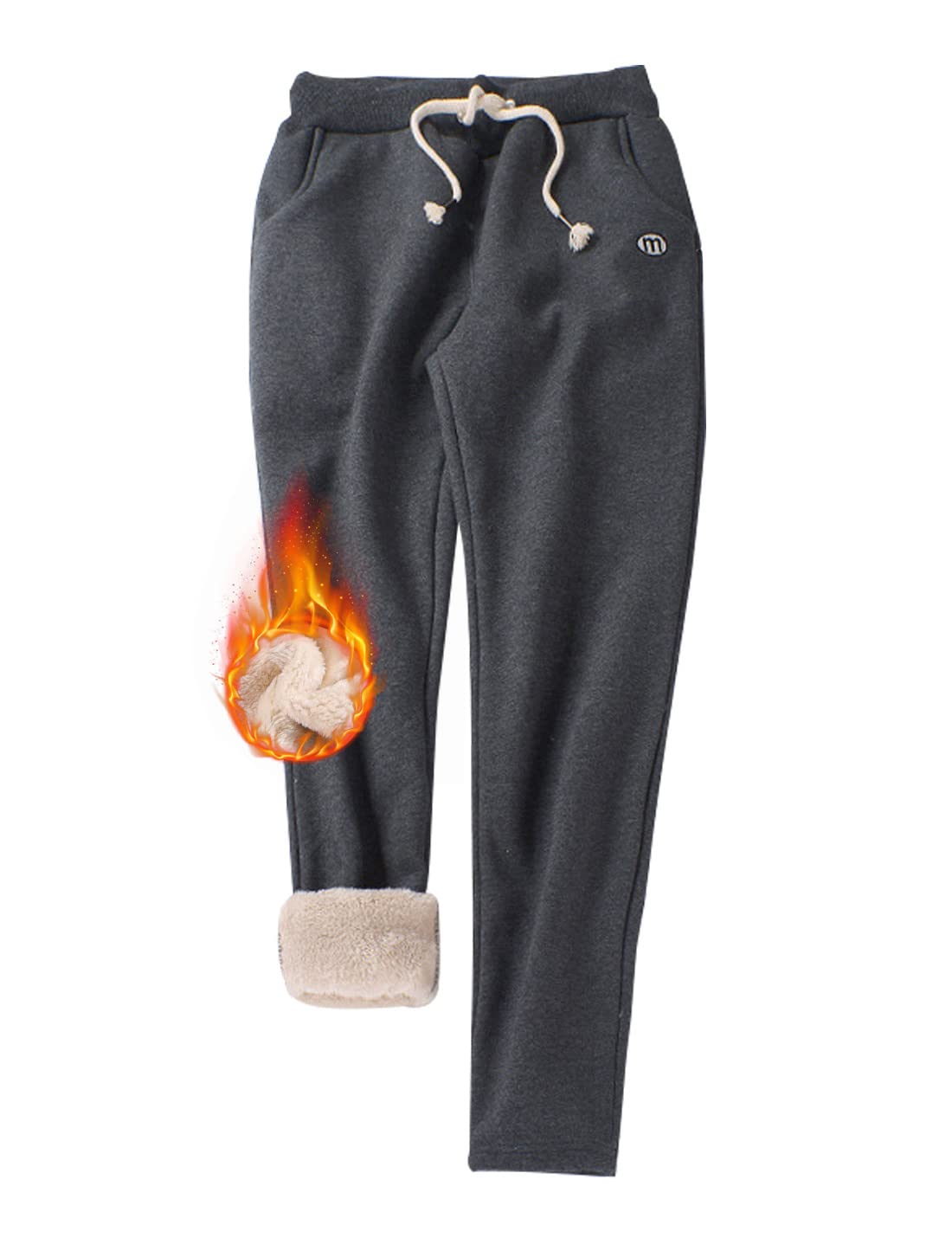 Gihuo Women's Sherpa Lined Sweatpants - Winter Warm Fleece Joggers with Pockets | Cozy Lounge Pants for Home, Workout & Outdoor Activities